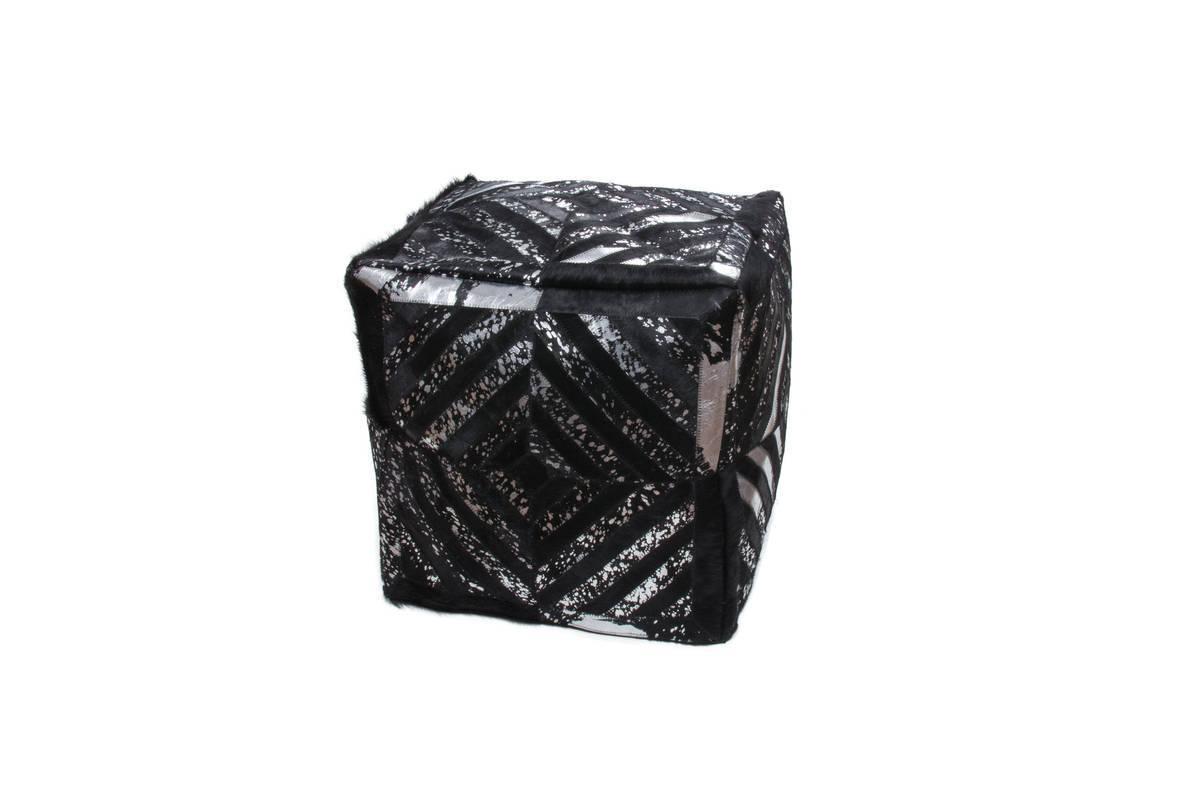 Kayoom Spark Pouf 400 Schwarz / Silber 45cm x 45cm