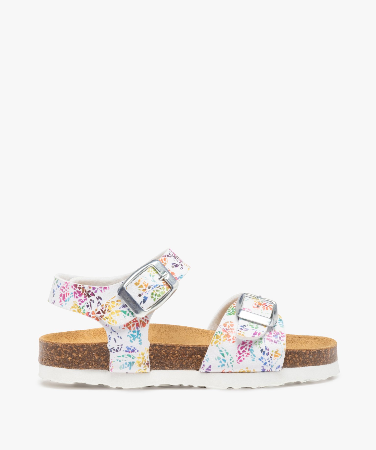 Sandales fille à brides imprimées et semelle liège multicolore | GEMO