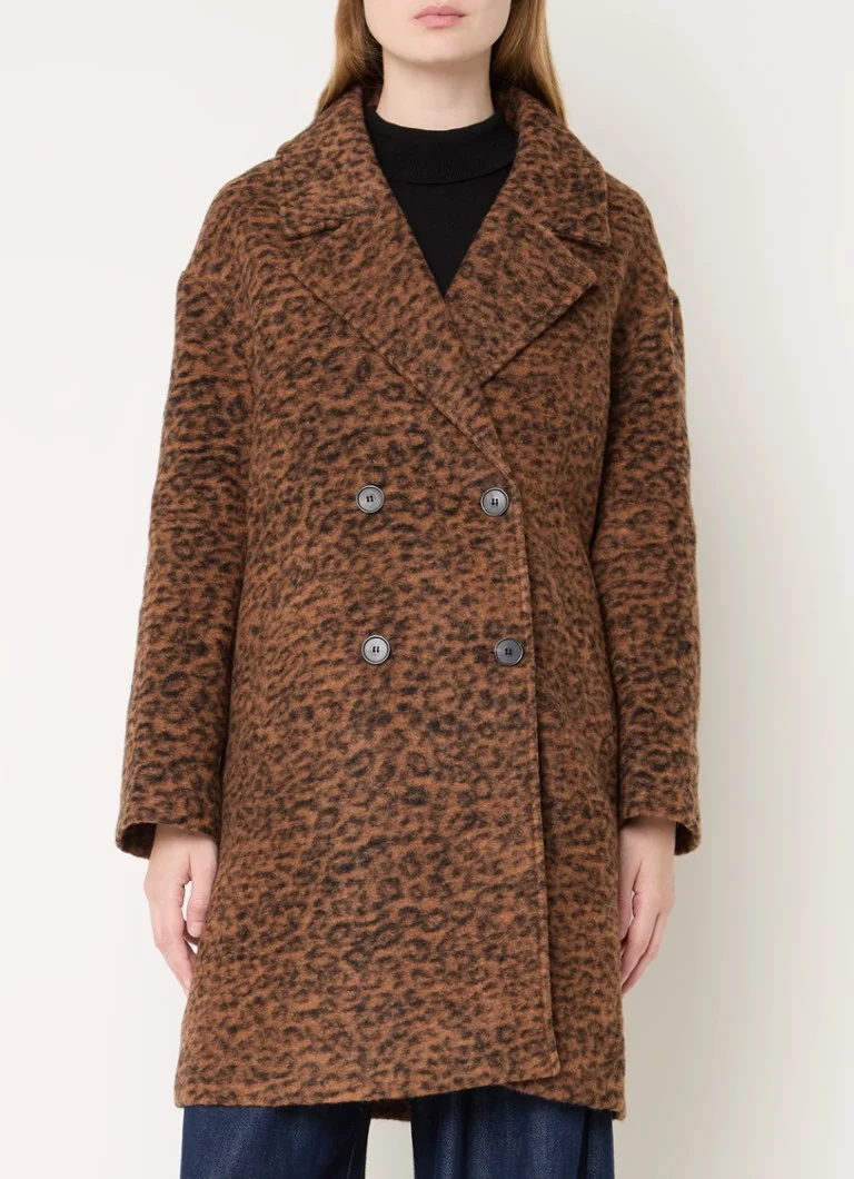 Kabát Dore z vlněné směsi s leopardím vzorem od značky by-bar