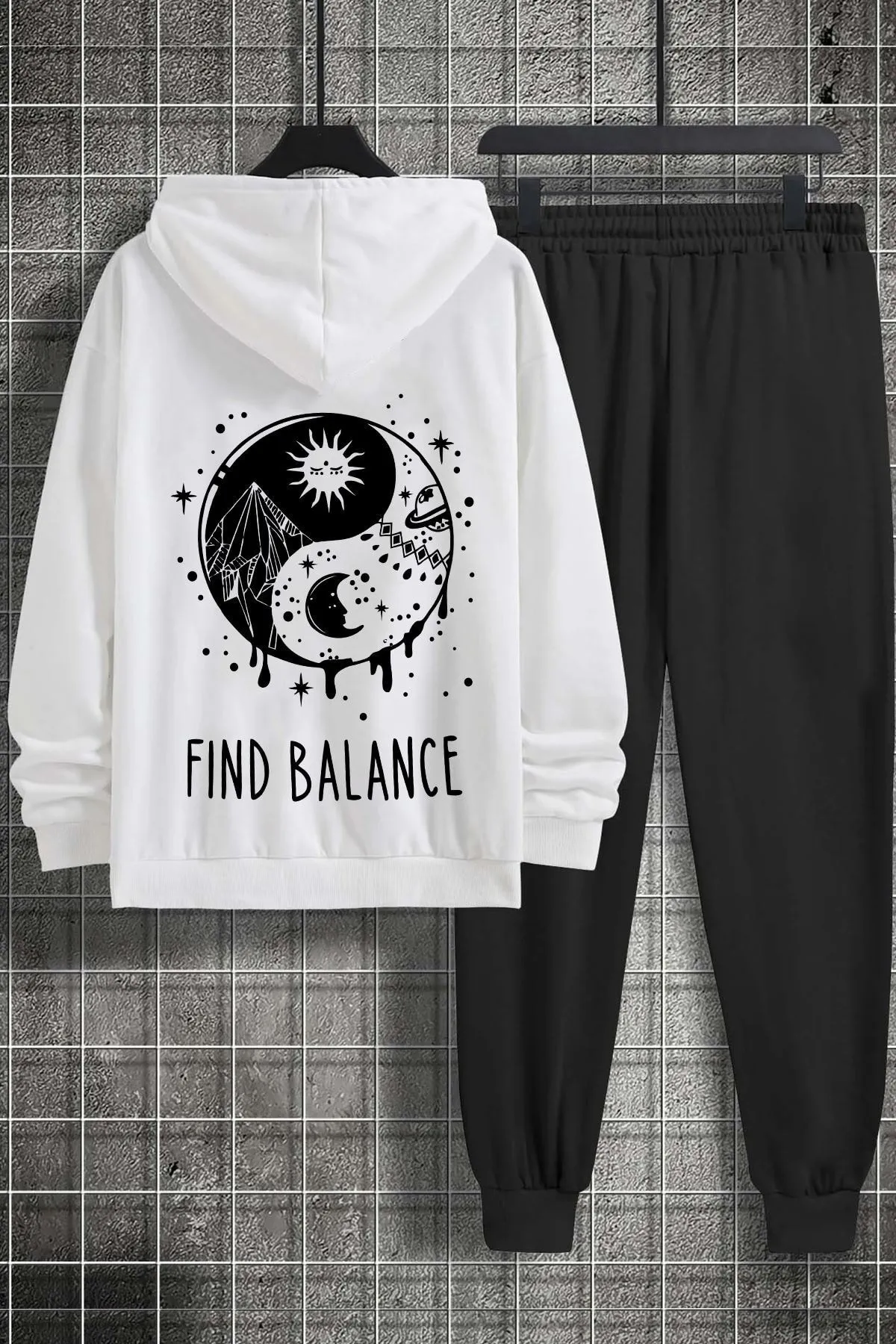 uyguntarz  Unisex-Trainingsanzug-Set mit Yin- und Yang-Aufdruck