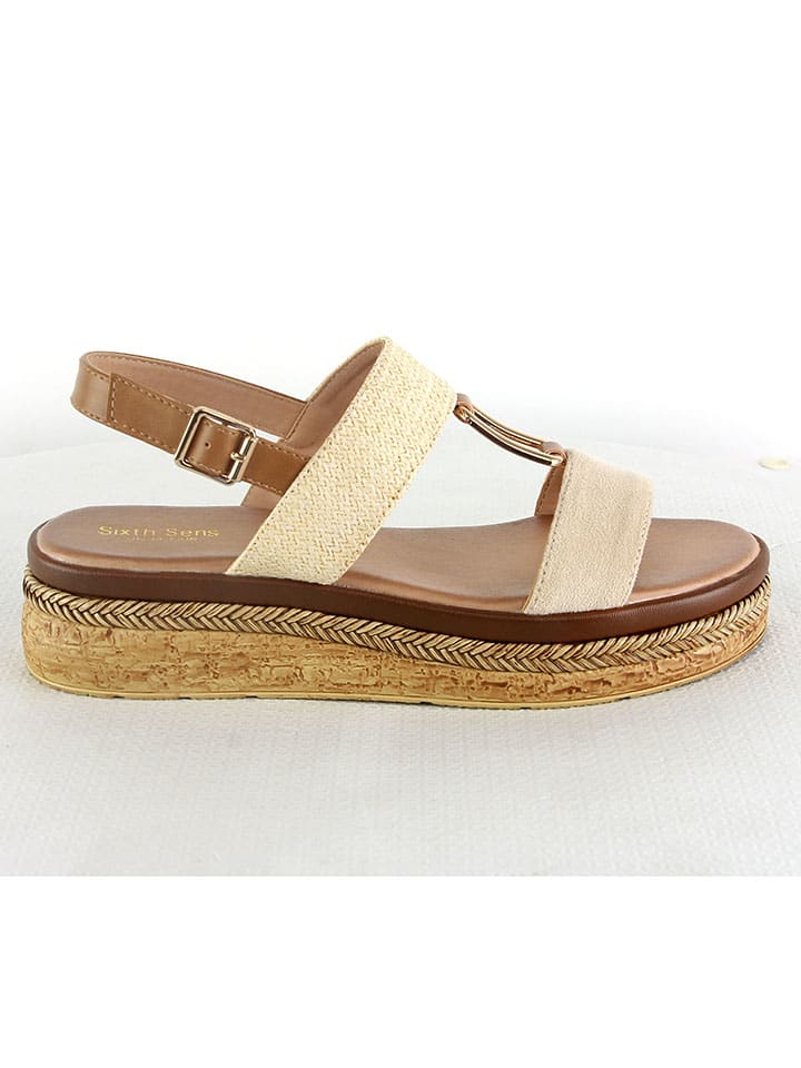 Sixth Sens Keilsandaletten in Creme/ Beige günstig kaufen