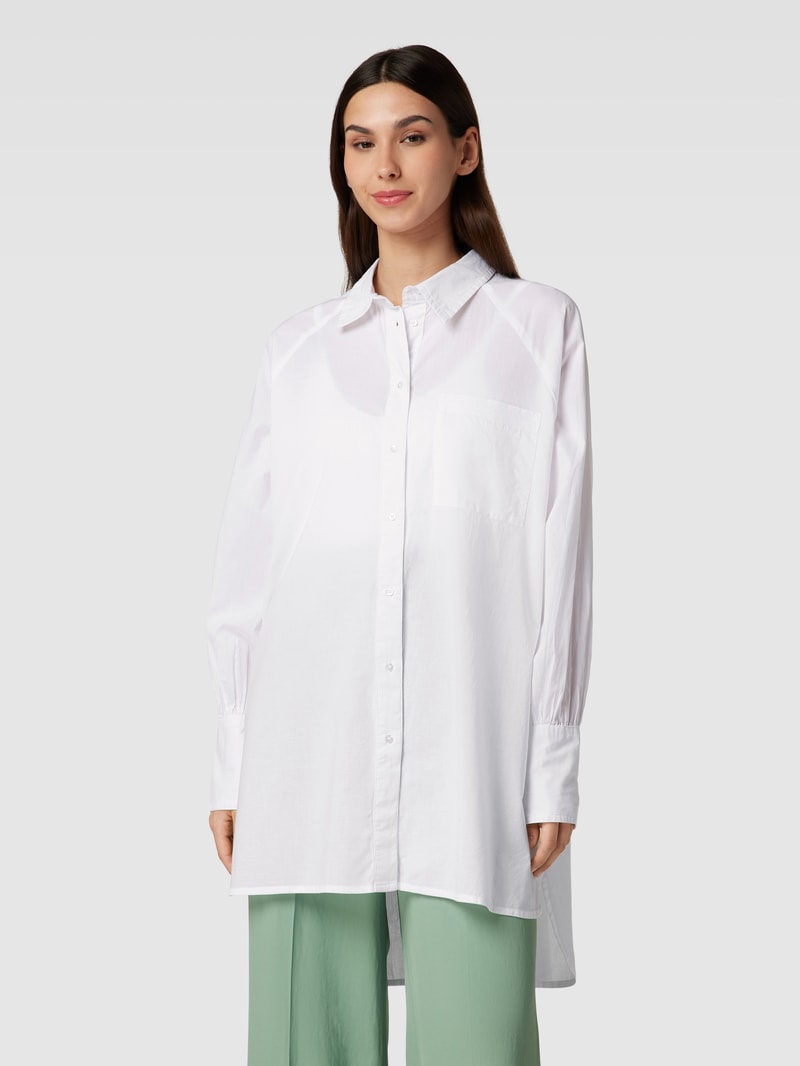Longbluse mit Umlegekragen in weiß
