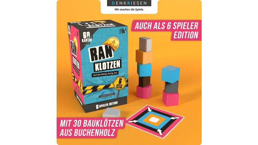 Denkriesen - RANKLOTZEN - „Auf die Klötze, fertig, los!“ - 4 Spieler Edition