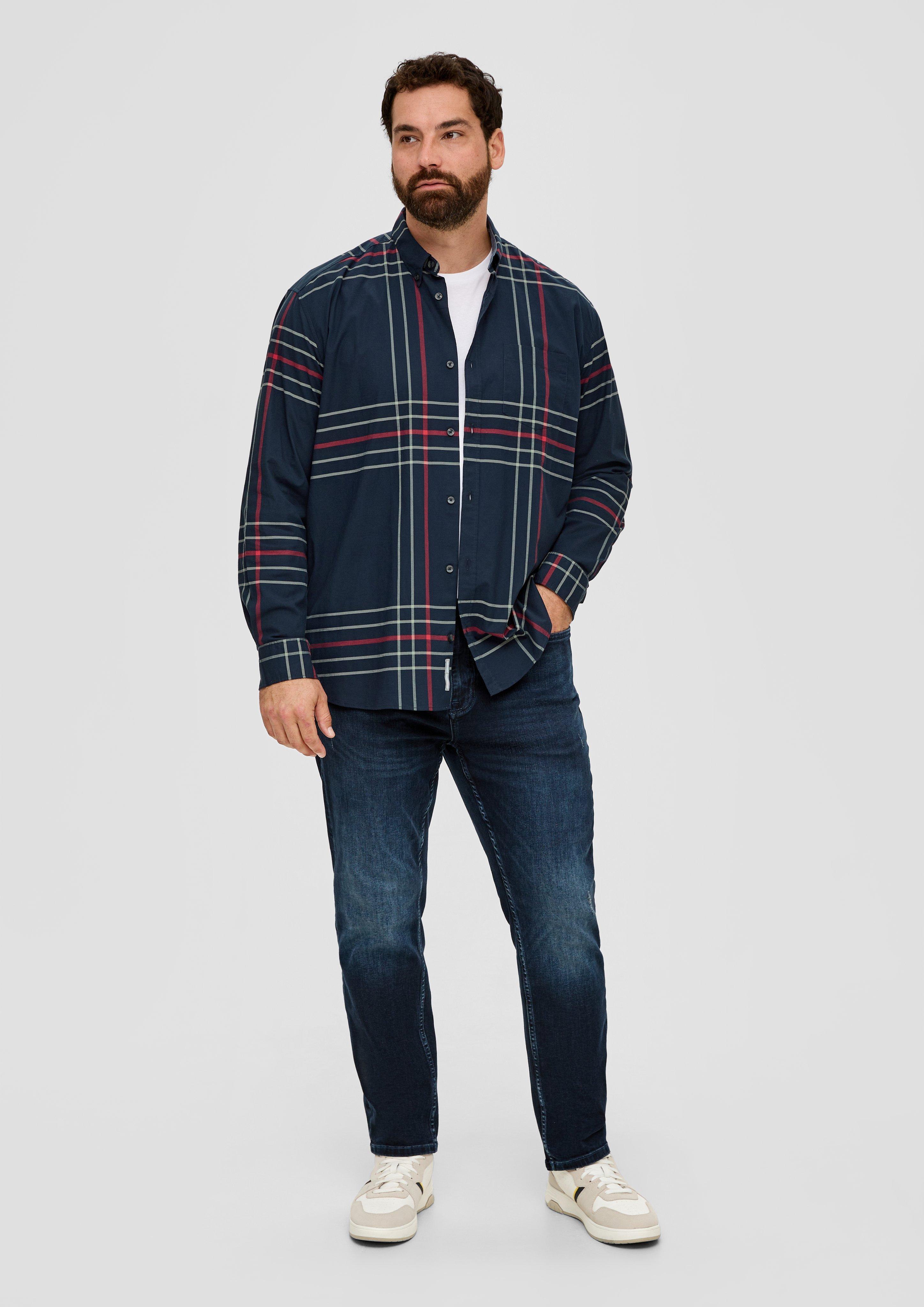 Slim: Karohemd aus Baumwollstretch  2139629-59N2