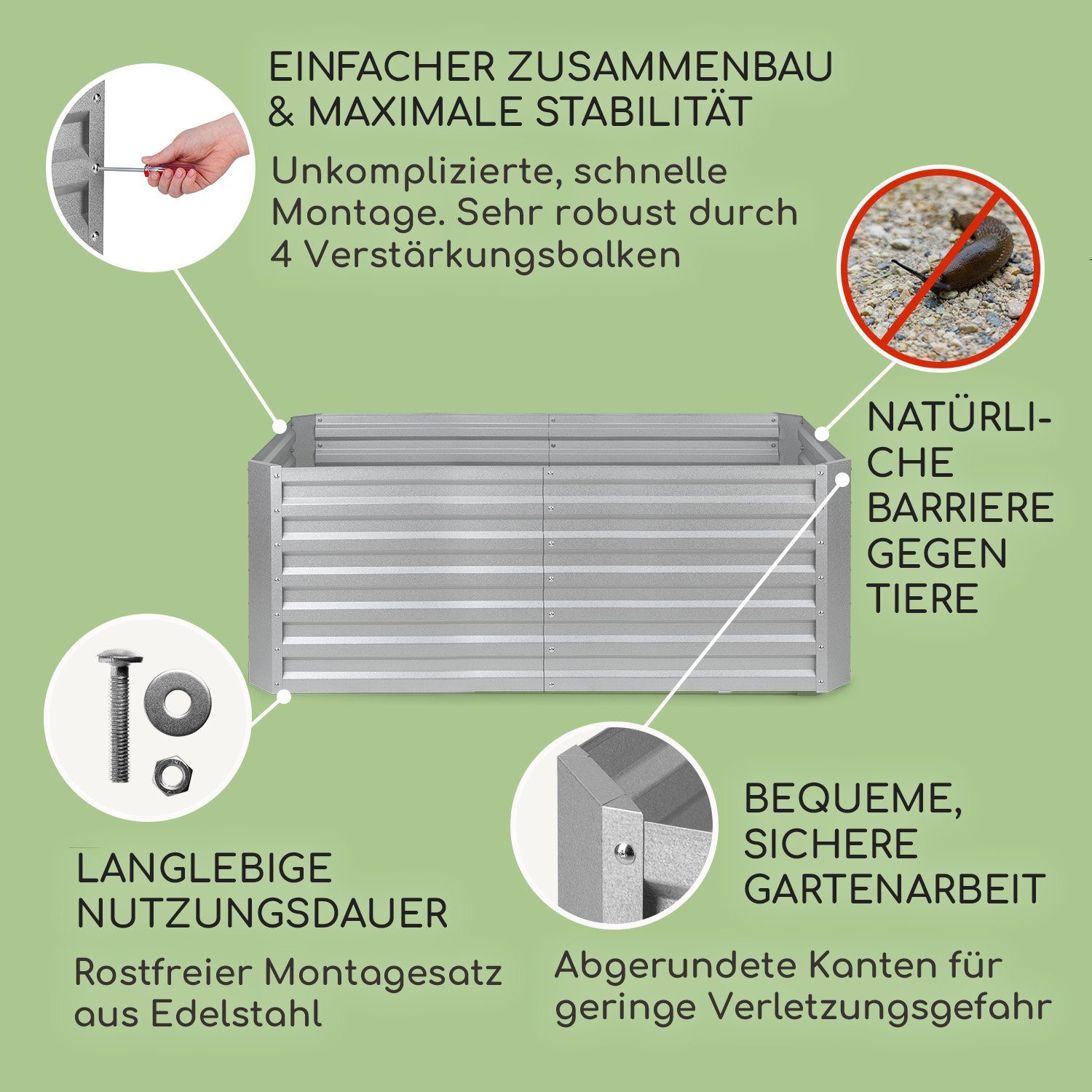blumfeldt Hochbeet High Grow Straight, Pflanzkübel Outdoor Balkon außen groß Metall Garten