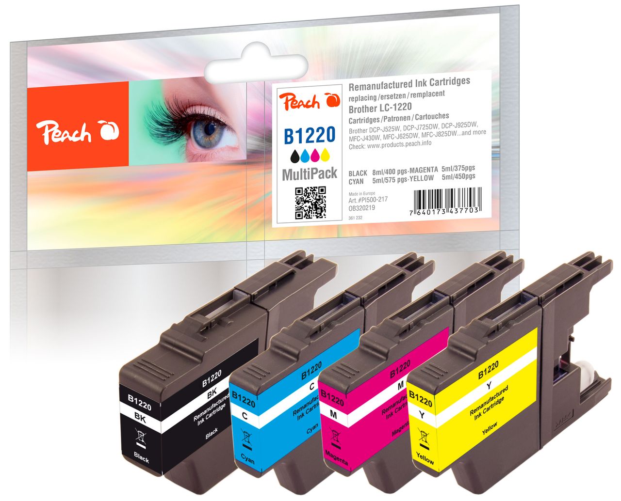 Peach Spar Pack Tintenpatronen ersetzt Brother LC-1220