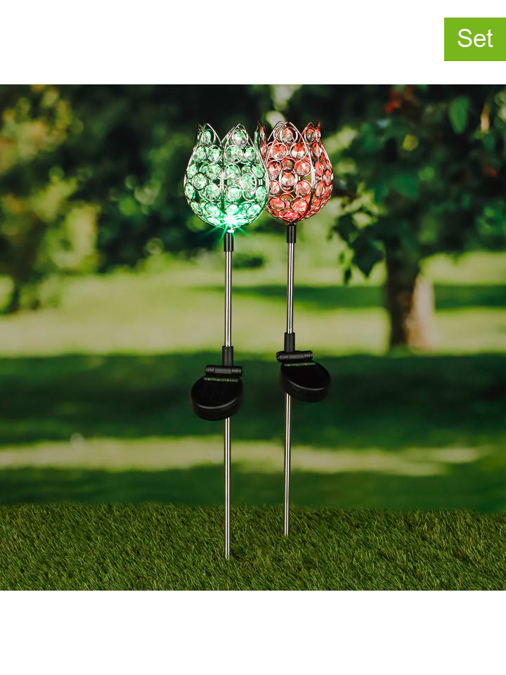 Garden Hero 2er-Set: LED-Solar-Gartenstecker 
