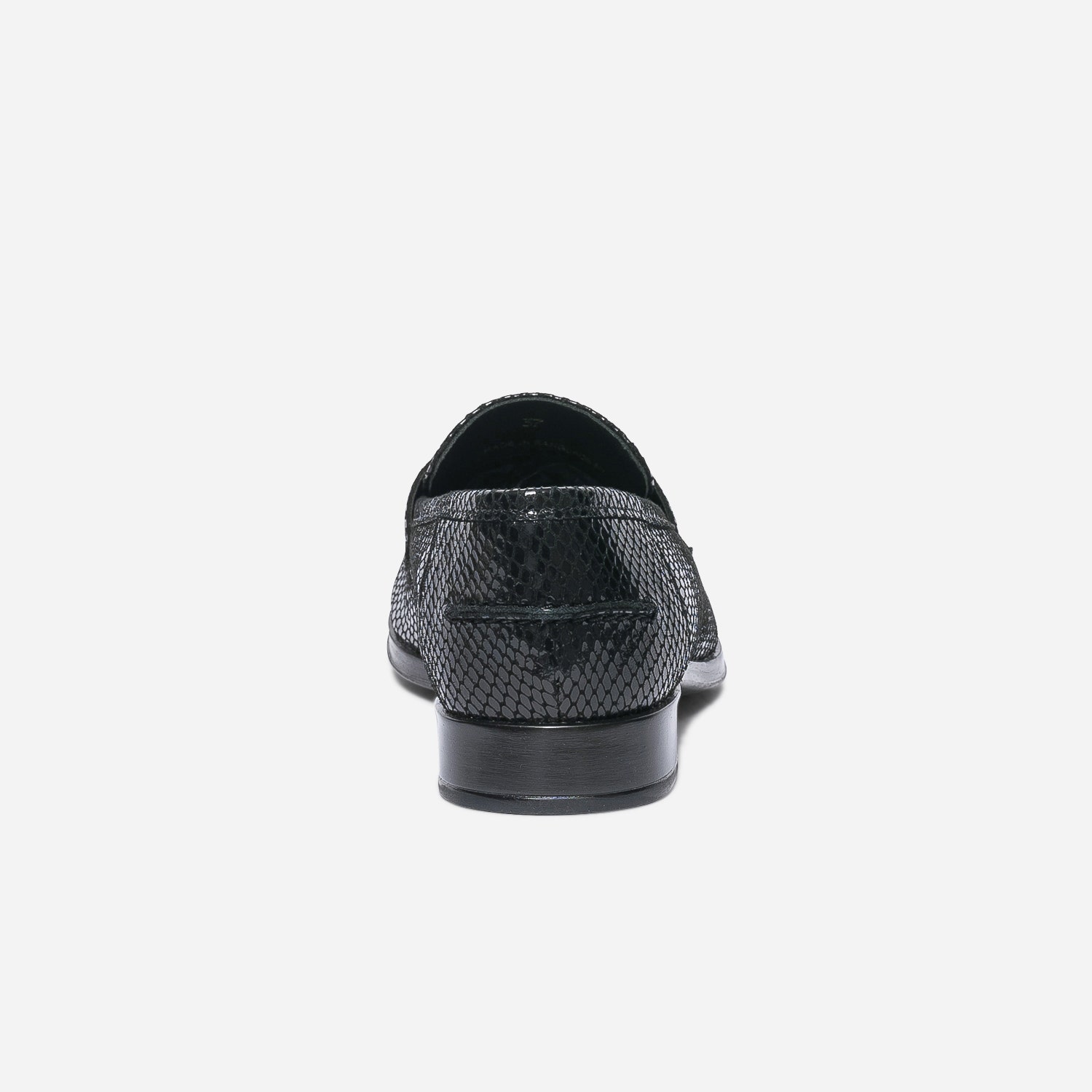 Mocassin noir éco-conçu en cuir effet python verni