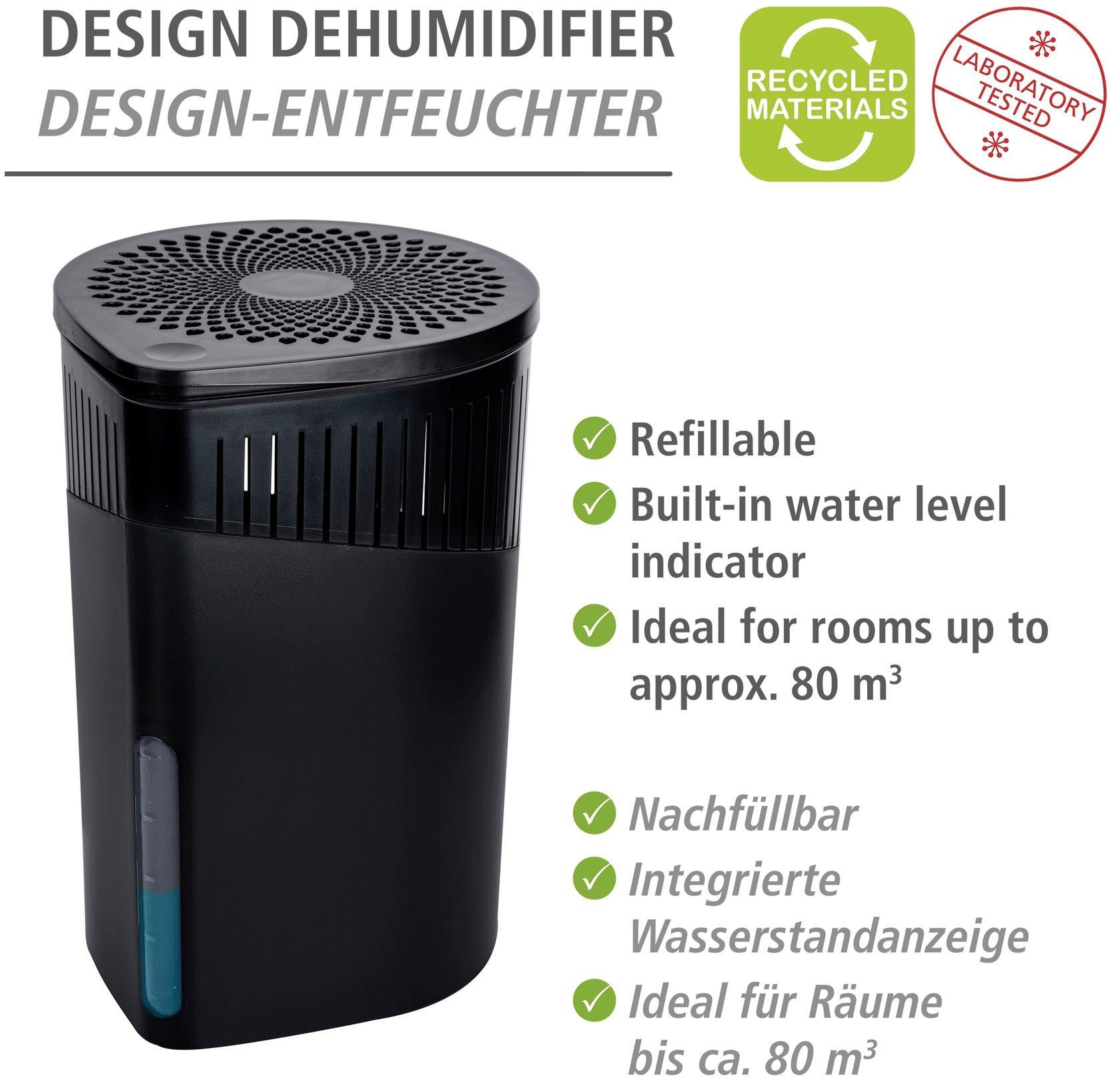 WENKO Luftentfeuchter Drop, für 80 m³ Räume, 1000 g