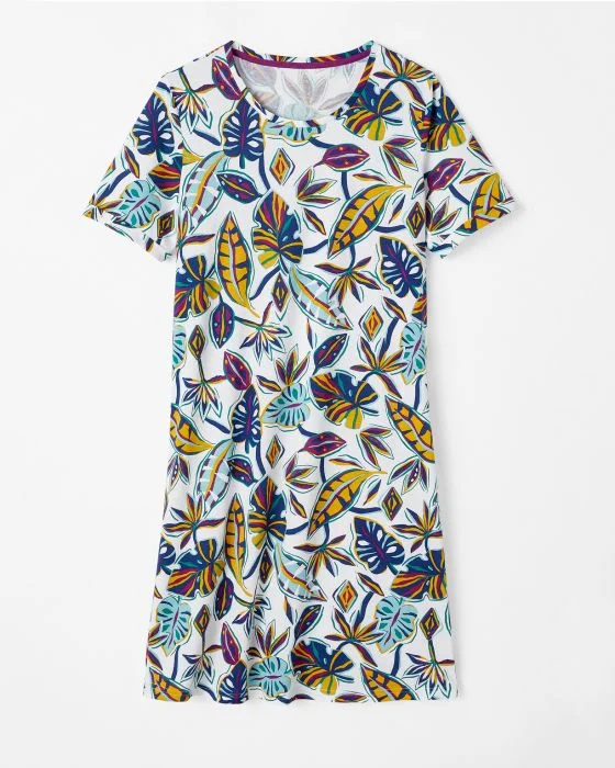 Chemise de nuit manches courtes pur coton peigné