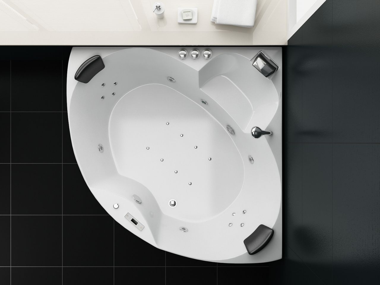 PureHaven Whirlpool 150x150 cm elegantes Design Heizung Lichttherapie Soundsystem Reinigungsprogramm Bluetooth-Soundsystem