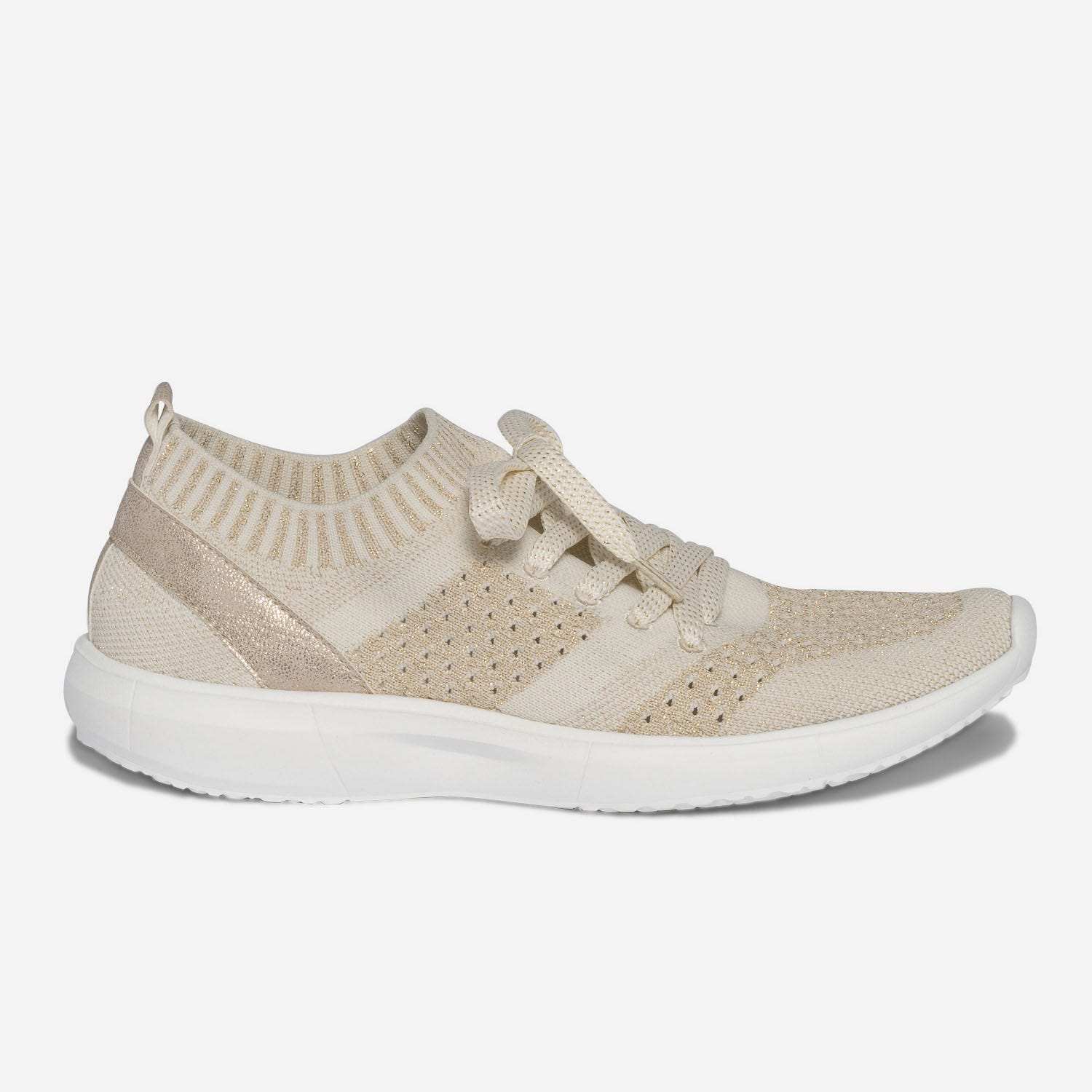 Tennis-chaussette beige et doré tricotée éco-conçue