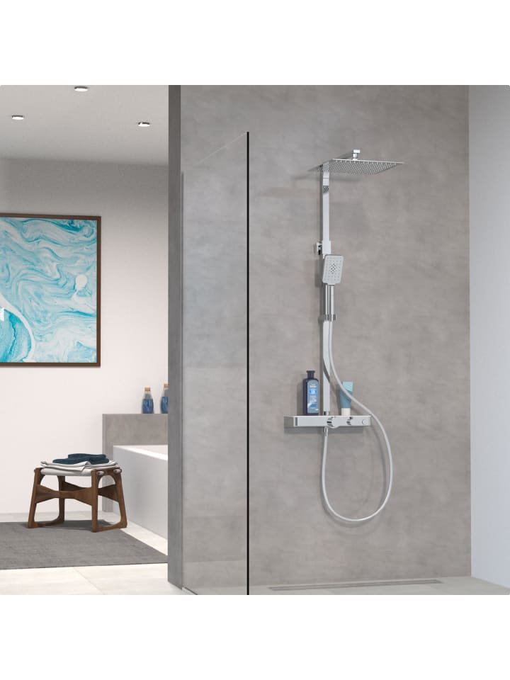 Schütte Duschset OCEAN in Chrom/Weiß, mit Thermostat - (L) 55 x (B) 35 x (H) 120 cm günstig kaufen onesize