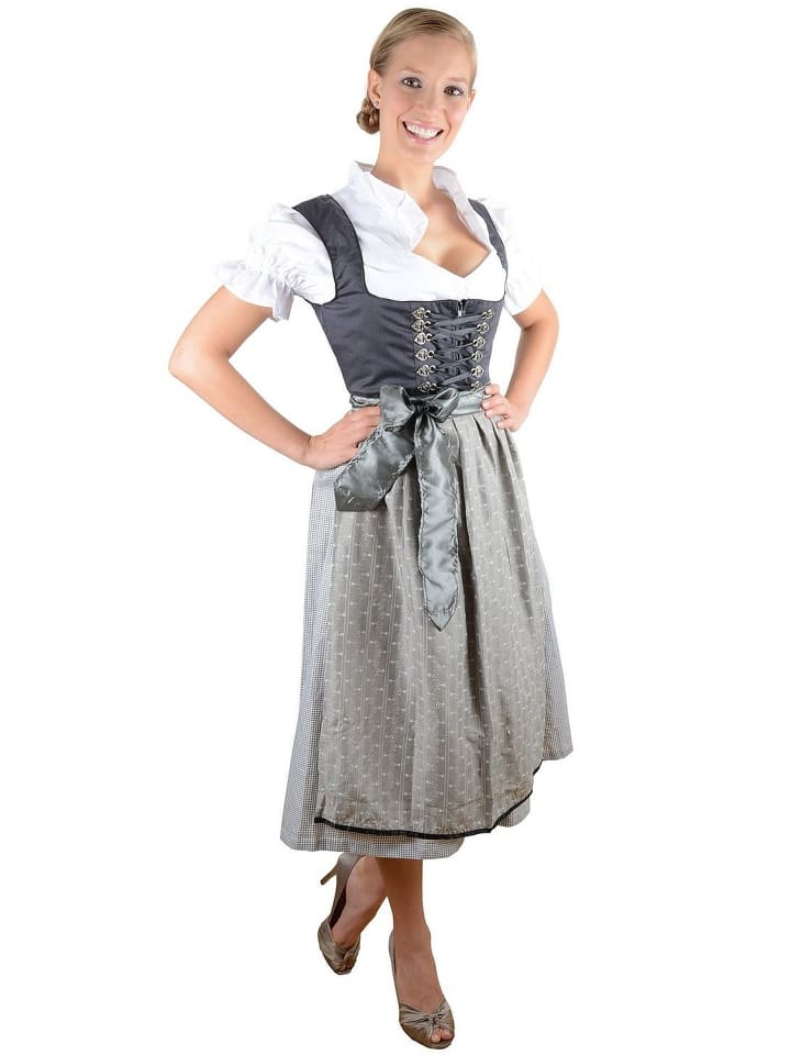 Edelnice Midi Dirndl 3-teilig in anthrazit günstig kaufen