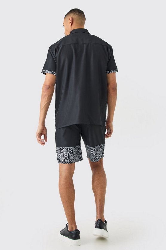 Oversize Twill-Hemd mit Print und Shorts