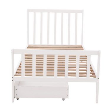 Celya Holzbett Doppelbett,Jugendbett,mit Schubladen zur Aufbewahrung, Rahmen aus Kiefernholz, 90x200cm, weiß