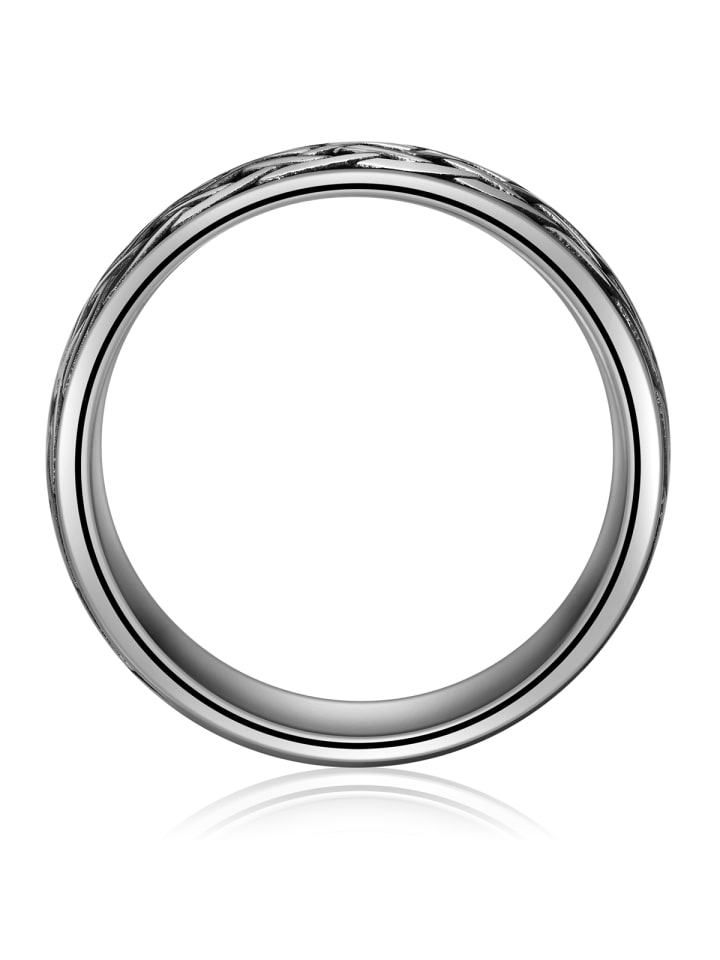 True Rebels Ring Edelstahl in silber/schwarz günstig kaufen