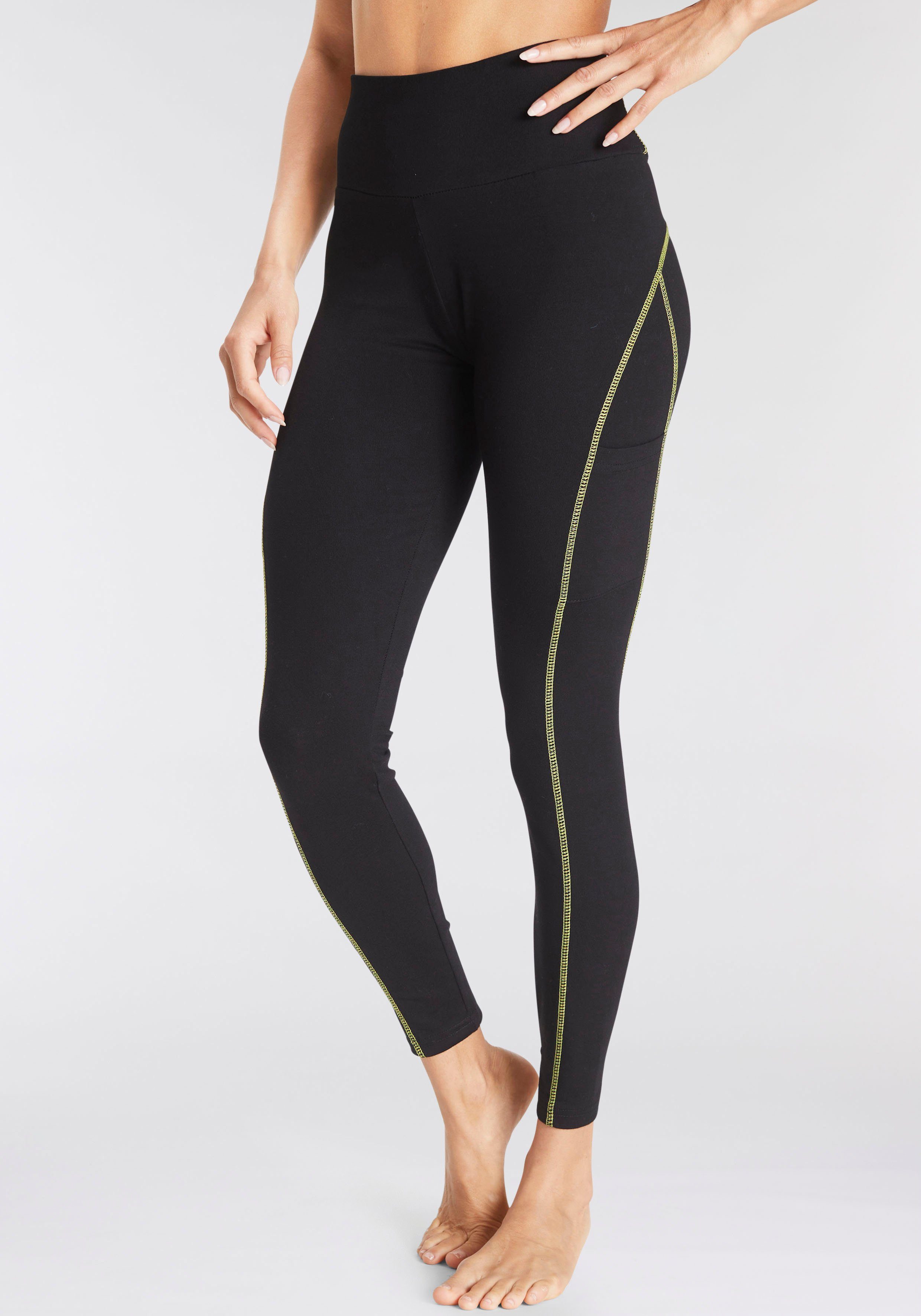 LASCANA ACTIVE Leggings -Sporthose mit Kontrastnähten und breitem Bund