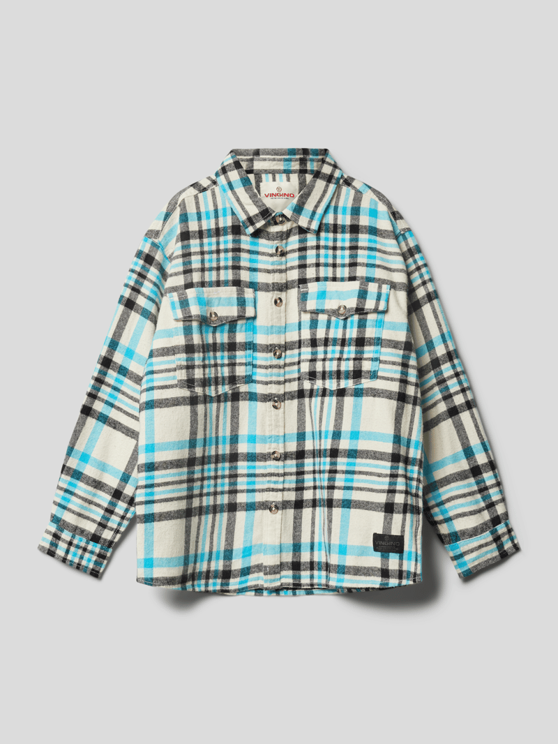 Hemd mit Glencheck-Muster Modell 'LEANO' in hellblau
