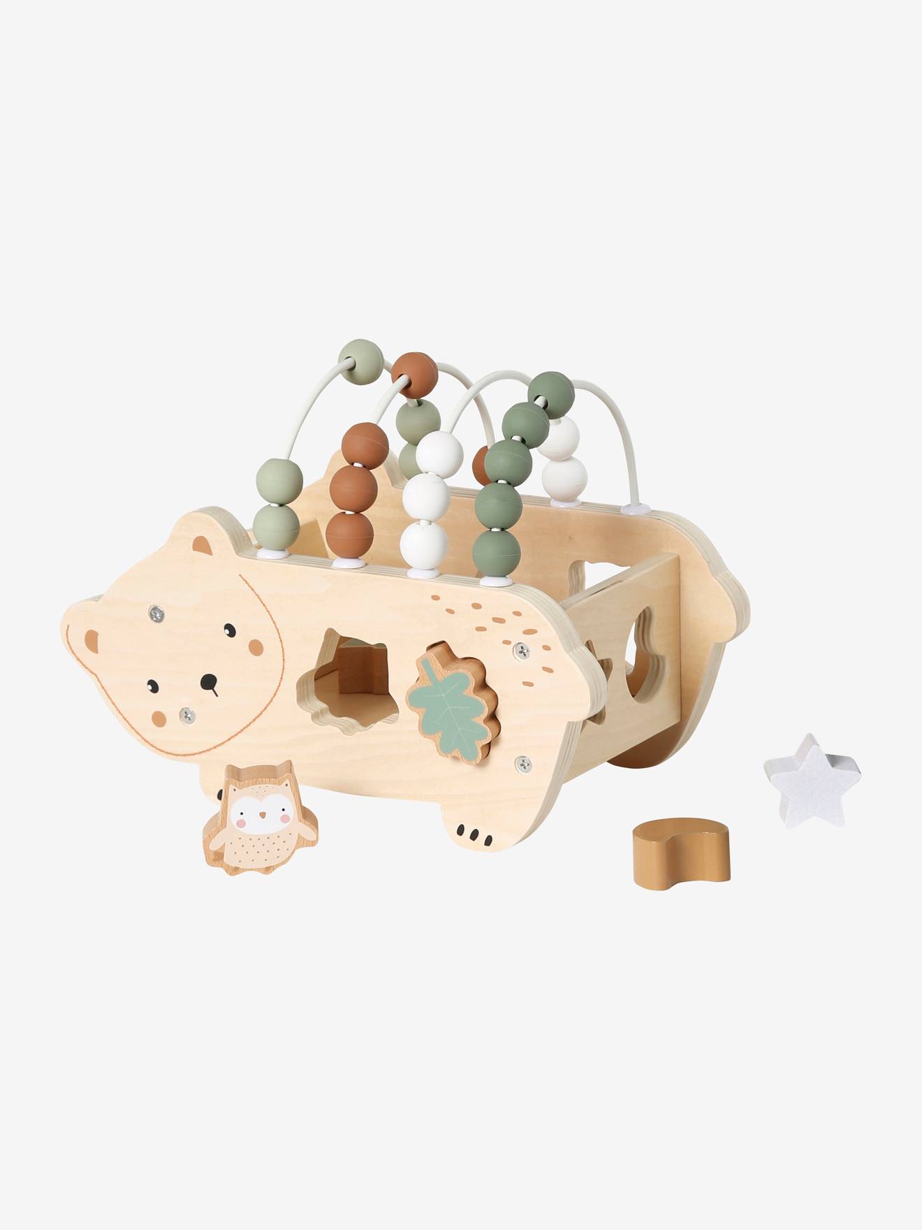 Trieur de formes et boulier silicone et bois FSC® marron