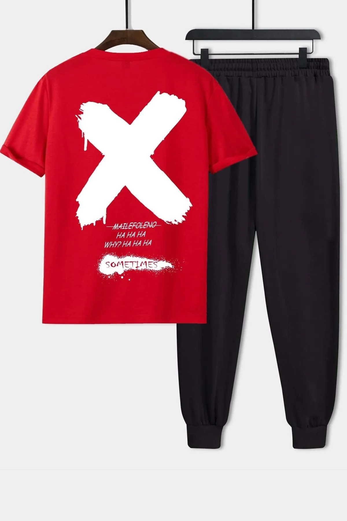 uyguntarz  Zweiteiliges Unisex-Trainingsanzug-Set „Sometimes X“ mit Aufdruck