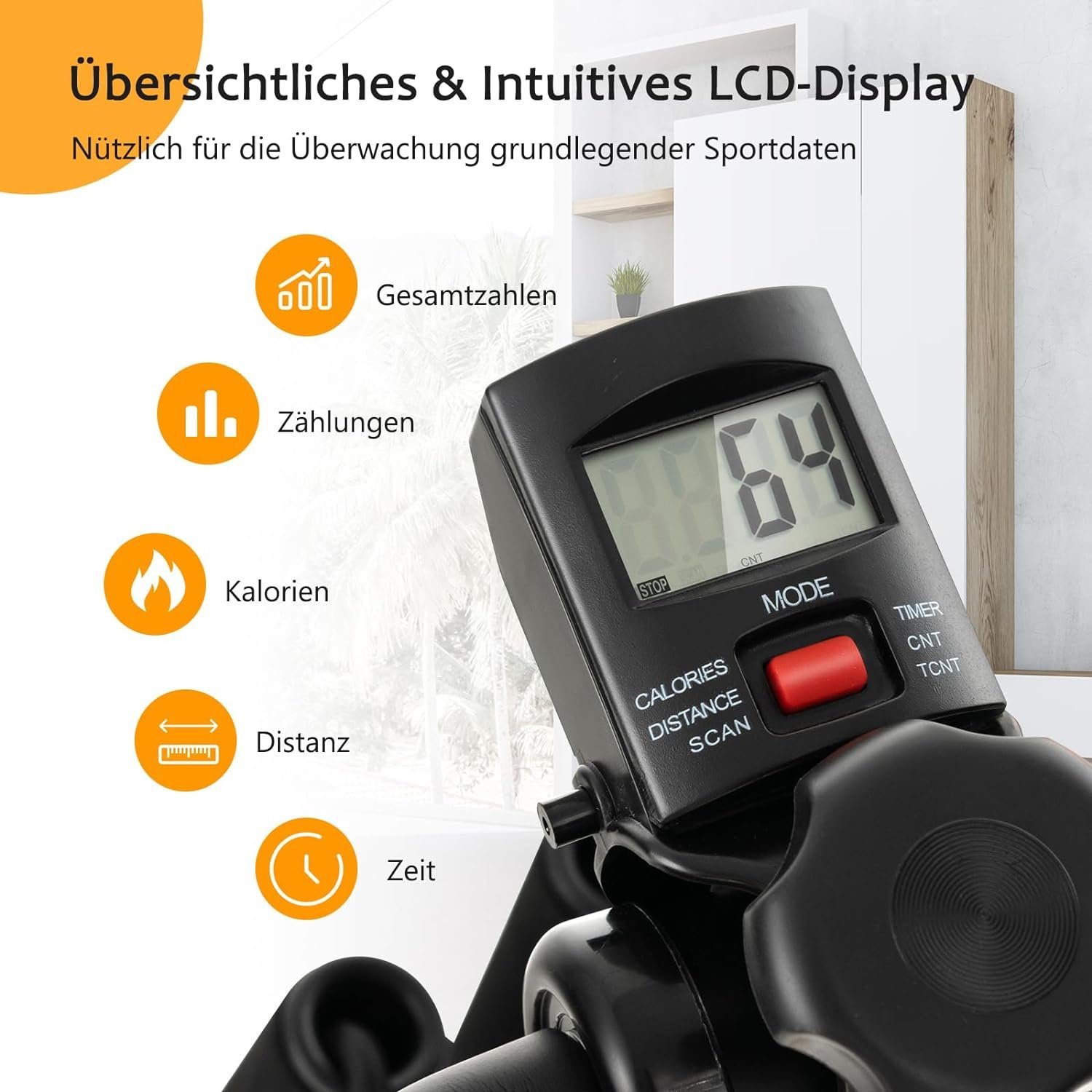 KOMFOTTEU Heimtrainer Pedaltrainer Senioren, mit LCD Display, 45 x 43-53 x 87-100 cm
