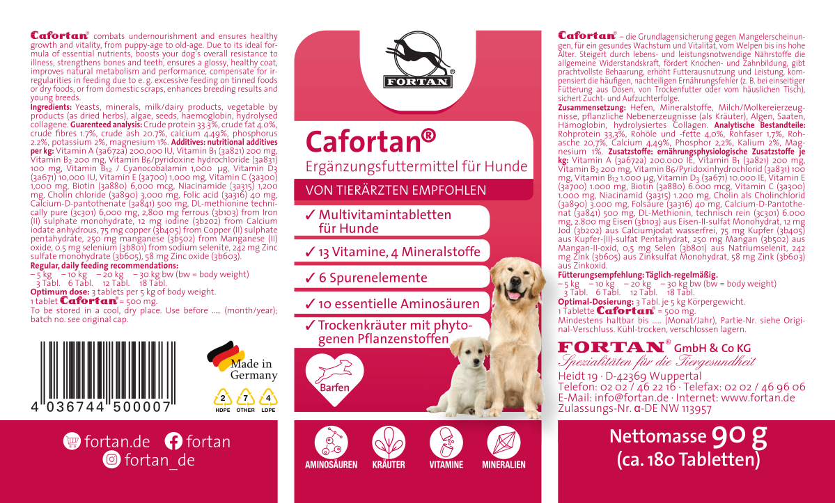 Fortan Ergänzungsfutter & Aufzucht Fortan Cafortan Multivitamintabletten