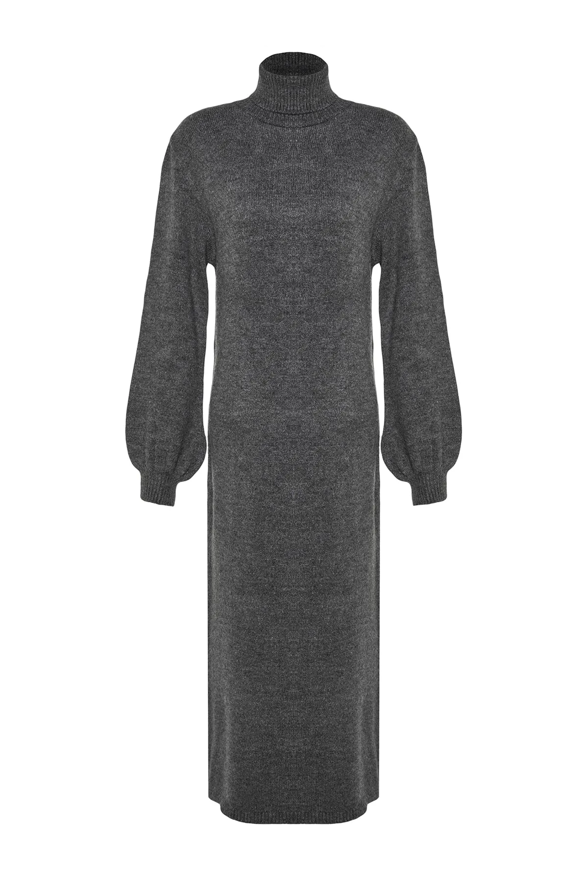 Trendyol Collection  Anthrazitfarbenes Midi-Strickkleid mit weicher Struktur TWOAW24EL00033