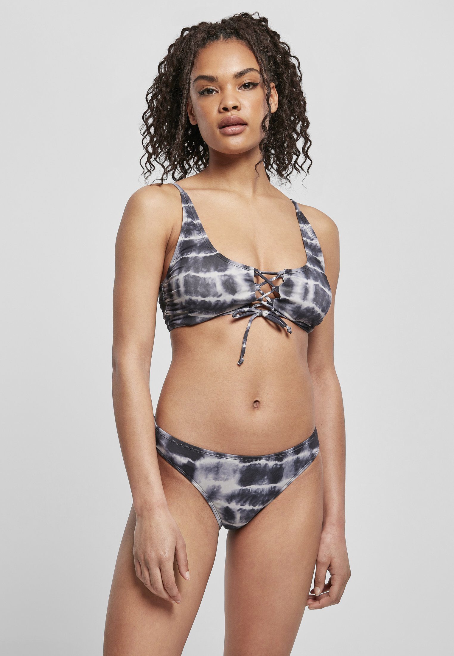 URBAN CLASSICS Bügel-Tankini Damen Ladies Lace Up Tie Dye Bikini