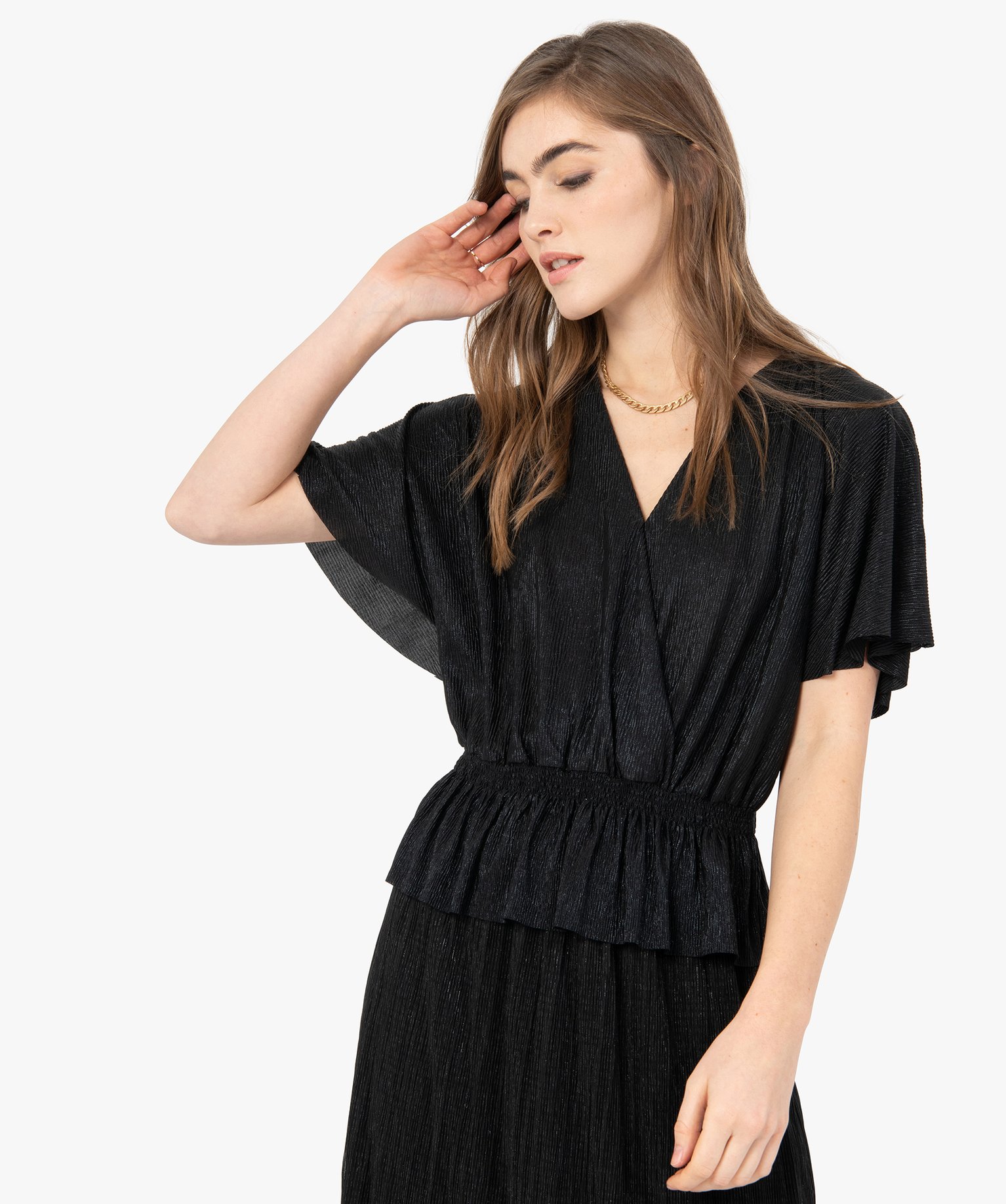 Tee-shirt femme scintillant avec manches chauve-souris | GEMO