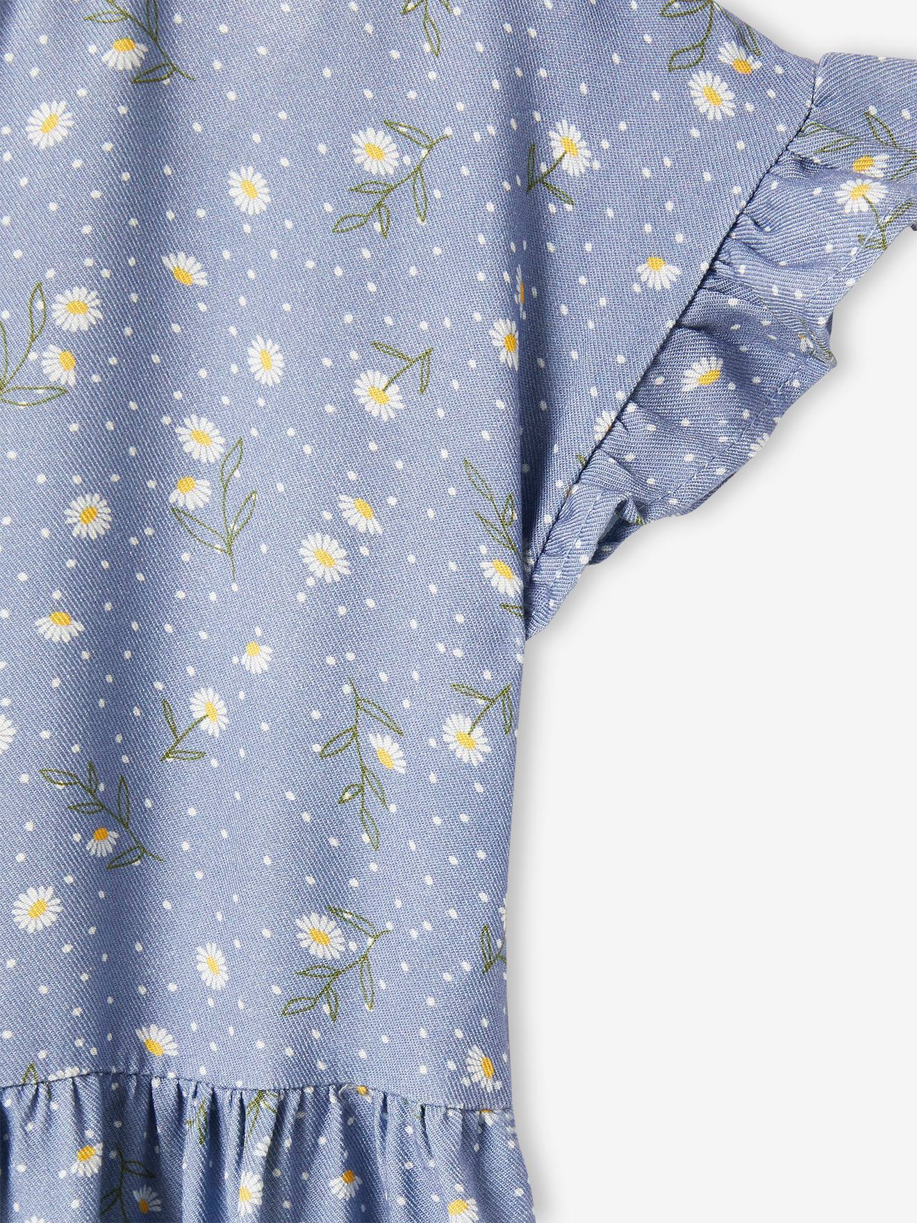 Robe boutonnée à fleurs fille beige imprimé