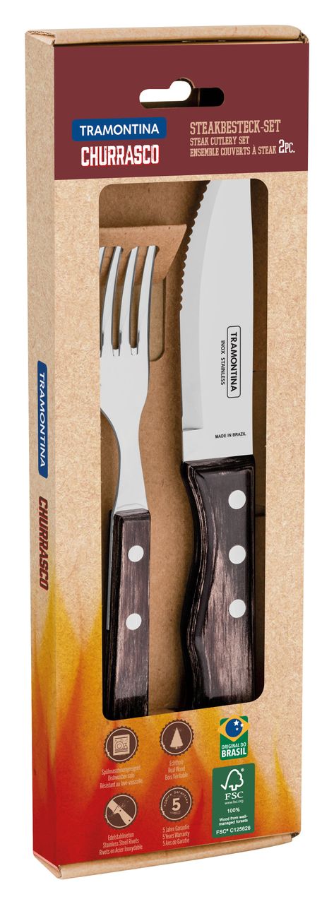 Tramontina 2-tlg. Jumbo-Steakbesteck-Set, braun