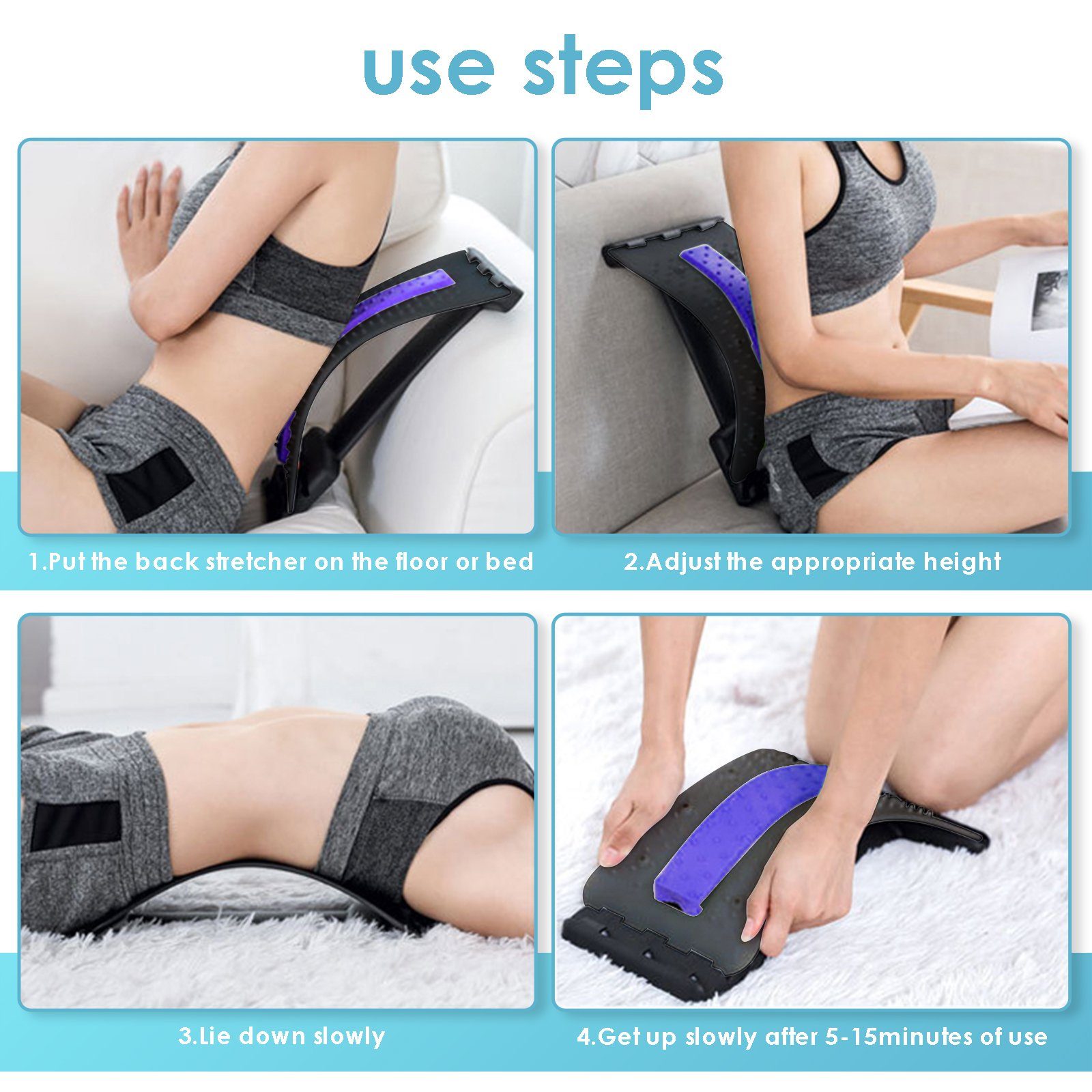 Lospitch Rückentrainer Rückenstrecker Massagegerät Rückenmassage Rückentrainer Lordosenstütze, (1-tlg), Einstellbar/Bogenstützende Design