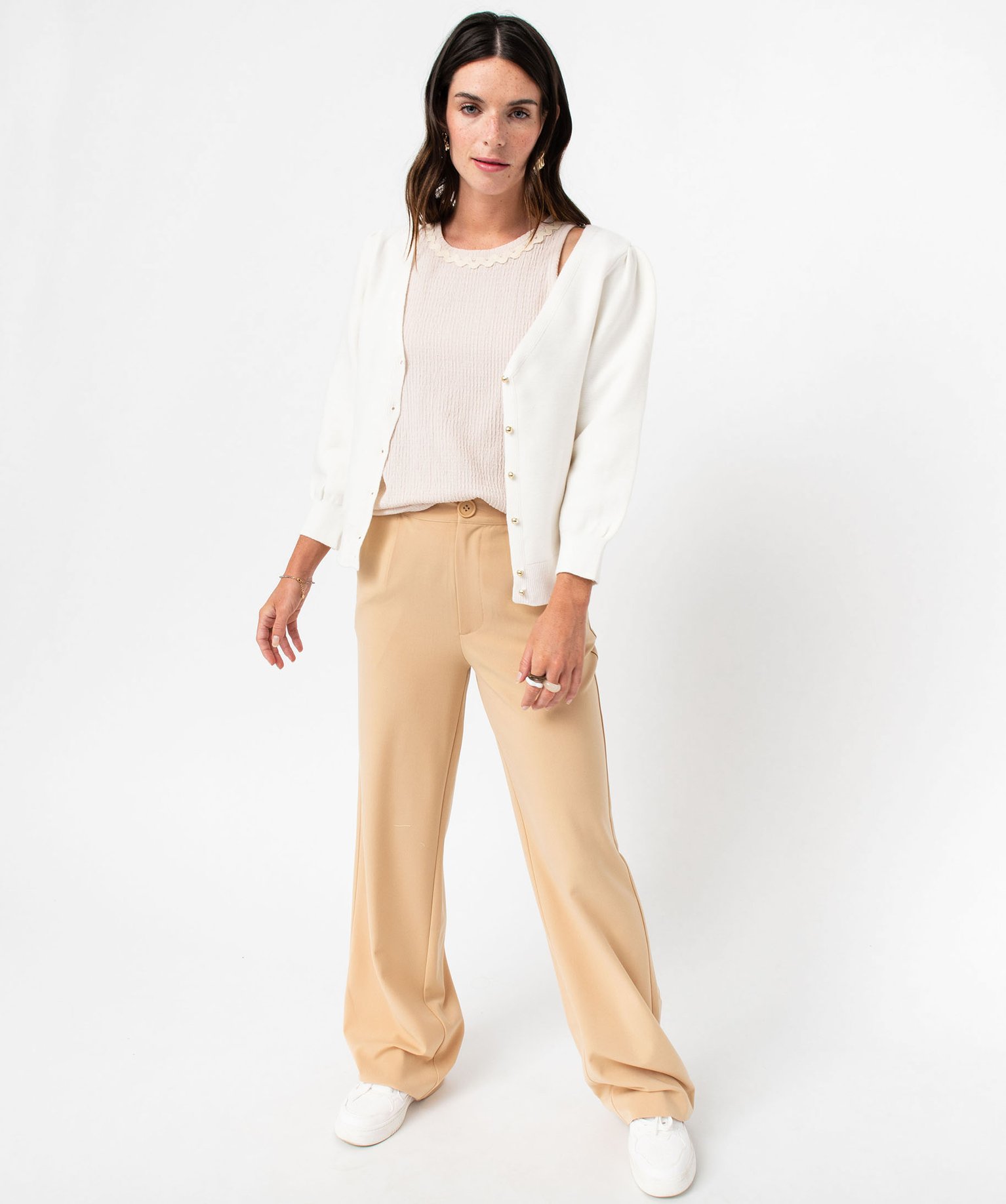 Débardeur en maille extensible texturée femme ecru | GEMO
