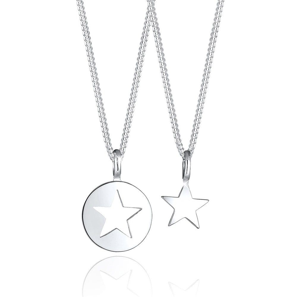 Elli Elli Collier Femmes Ensemble Étoile Cut-Out Pendentif Mère Enfants en Argent Ster Bijoux