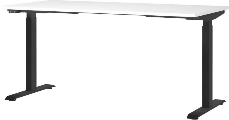 GERMANIA Sitz-Stehschreibtisch Metall, Spanplatte Schwarz T-Fuß 1.600 x 800 x 1.200 mm