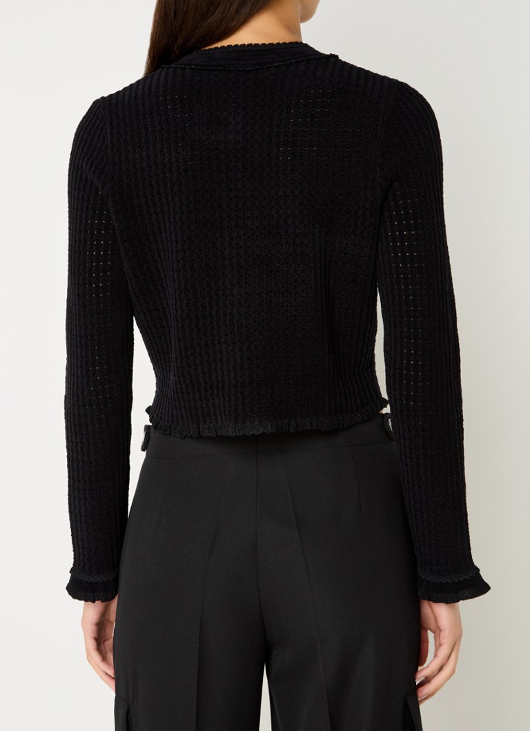 Sandro  Grofgebreid cropped vest met opengewerkt detail