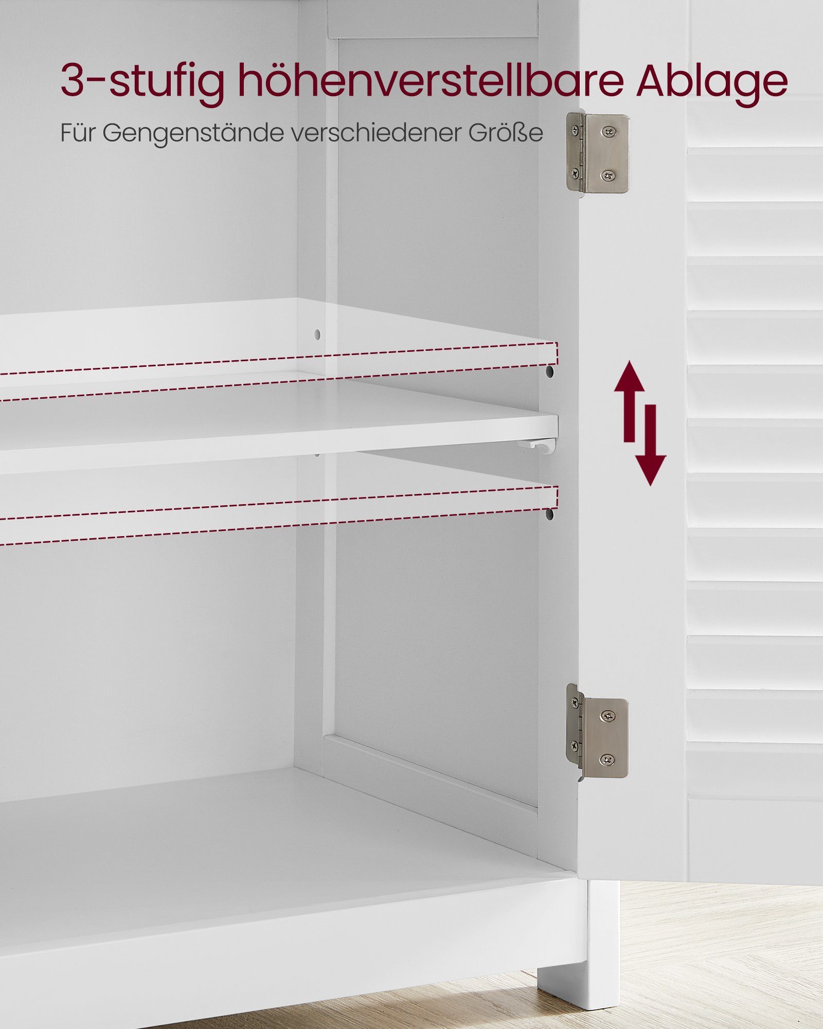 VASAGLE Badkommode Badezimmerschrank, mit offenem Fach, mit 2 Türen