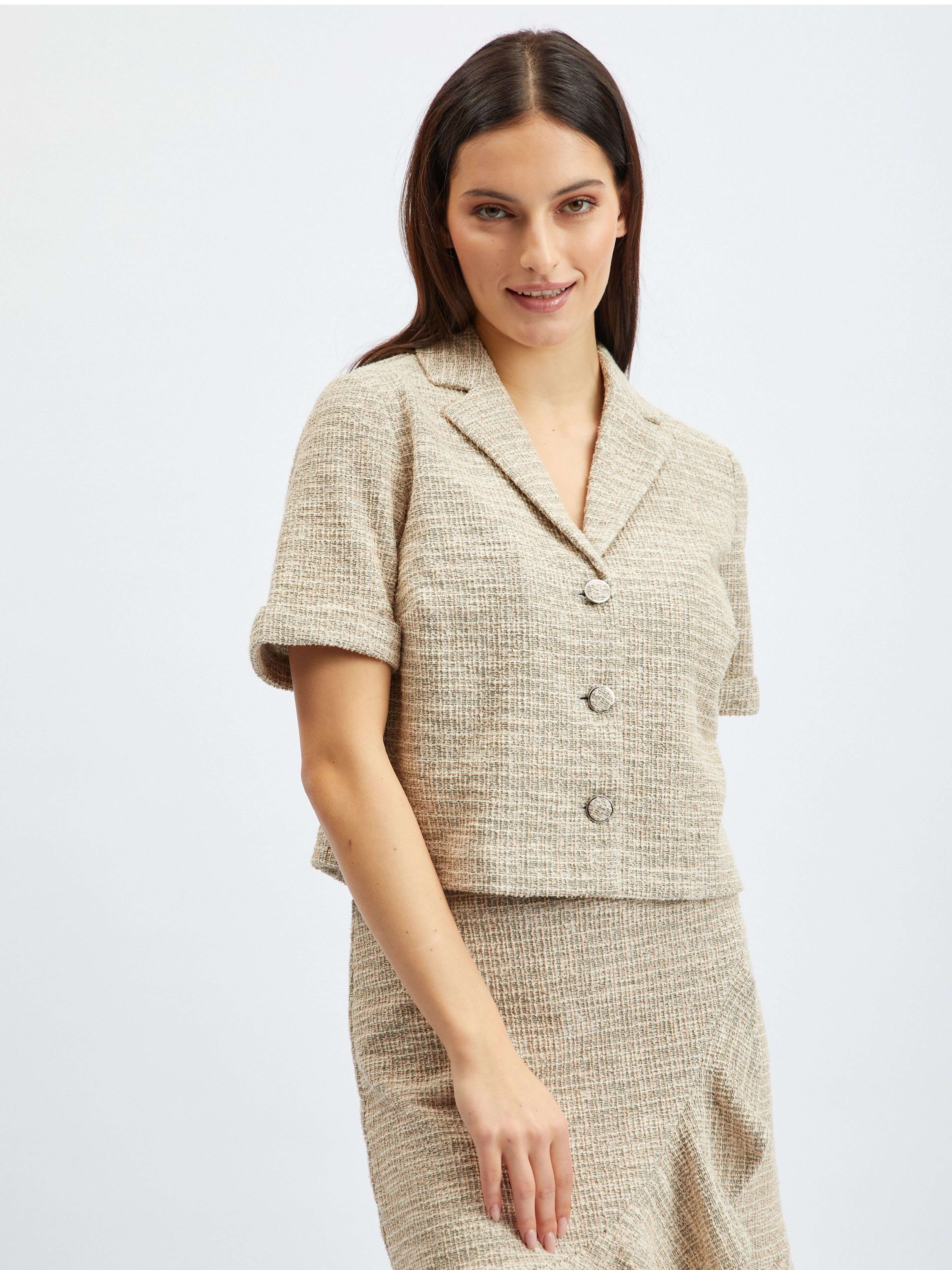Hellbraun Damen Kurzarm geglüht Bluse ORSAY