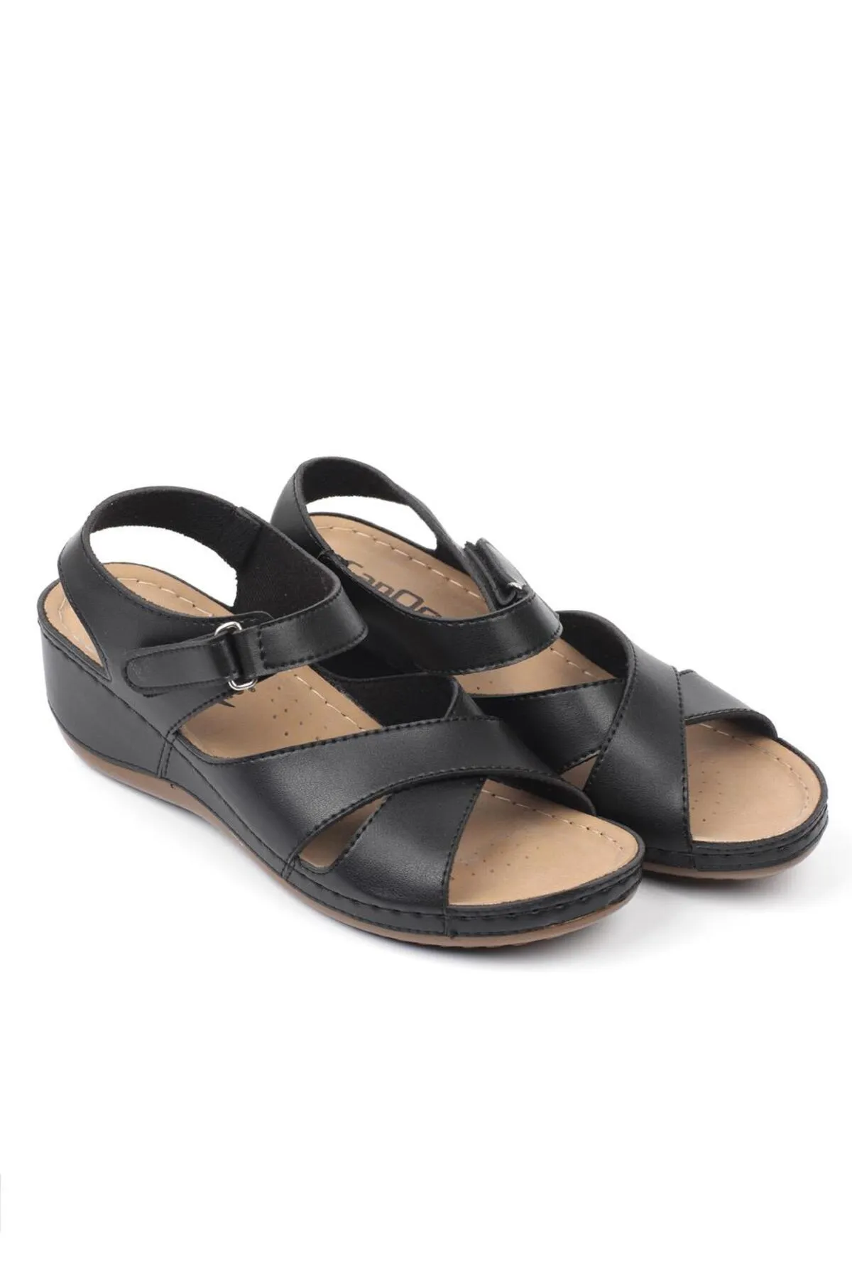 Capone Outfitters  Capone Z6312 Schwarze anatomische Komfort-Sandalen für Damen