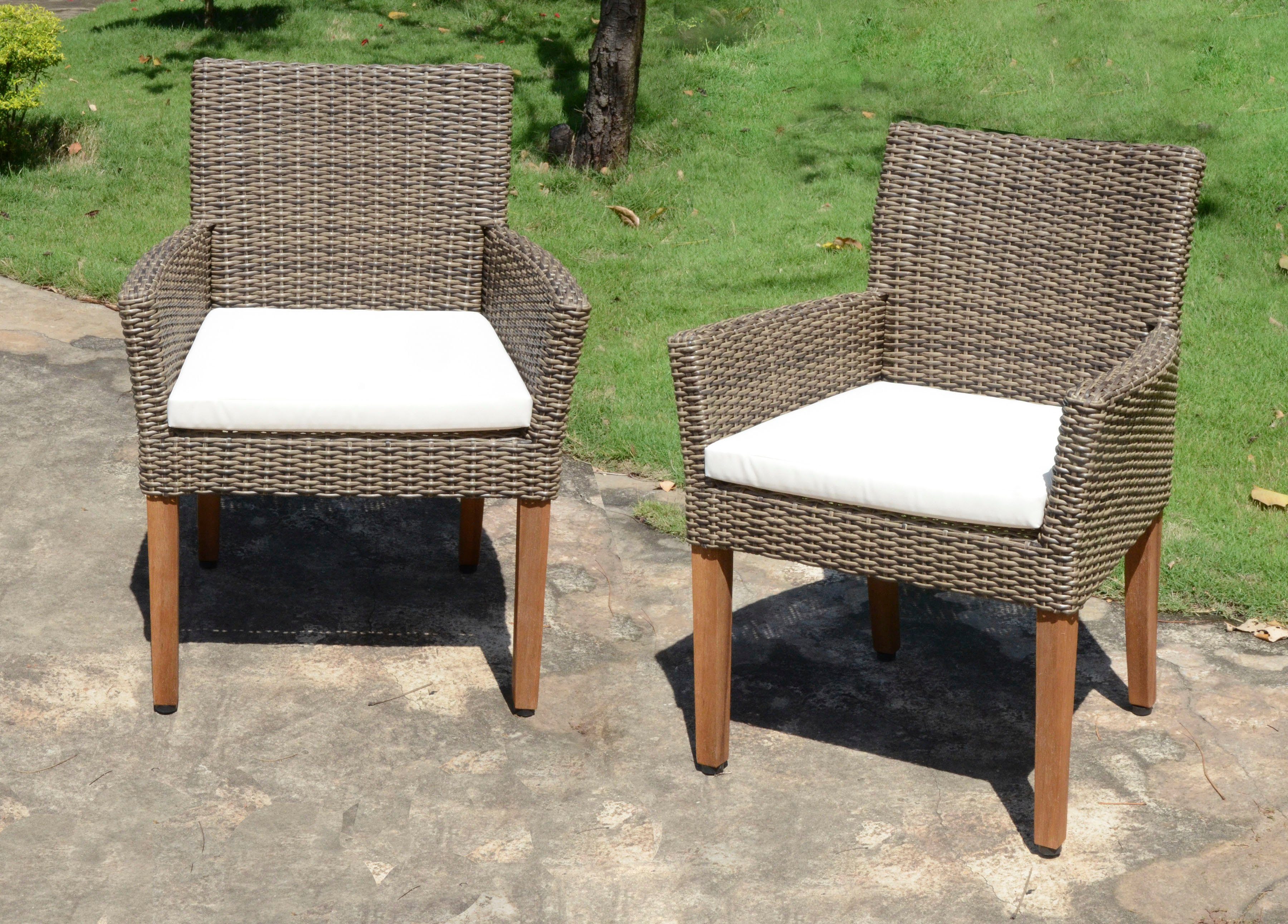 Garden Pleasure Gartenstuhl PALA (Set, 2 St), 2er Set, Akazie/Polyrattan, braun, inkl. Sitzkissen