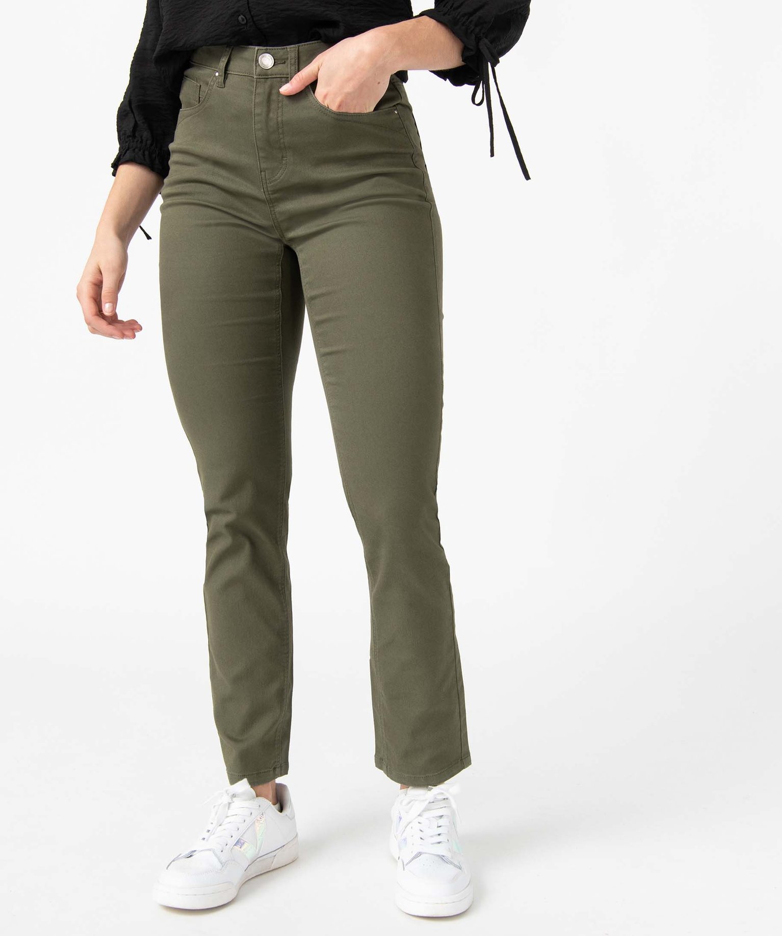 Pantalon femme coupe Regular taille normale - L26 kaki | GEMO
