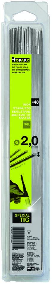 Additif de soudage Gys 5193087255 pour acier inoxydable TIG 308L Ø 2,0 x 330 mm, boîte de 40 pièces