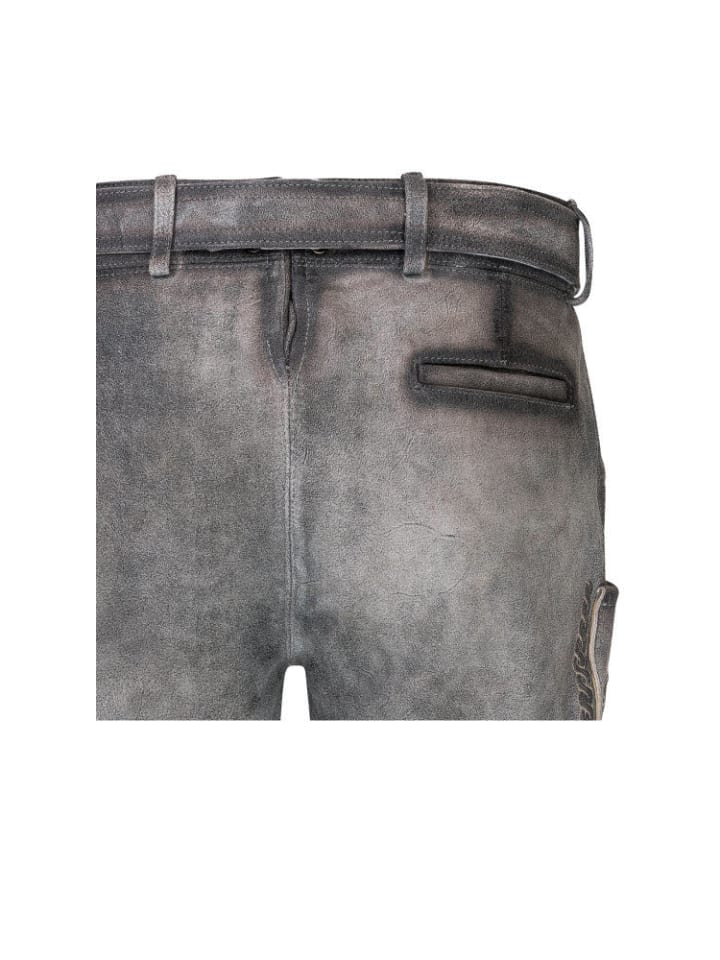 Nübler Lederhose kurz Thomas in Grau günstig kaufen