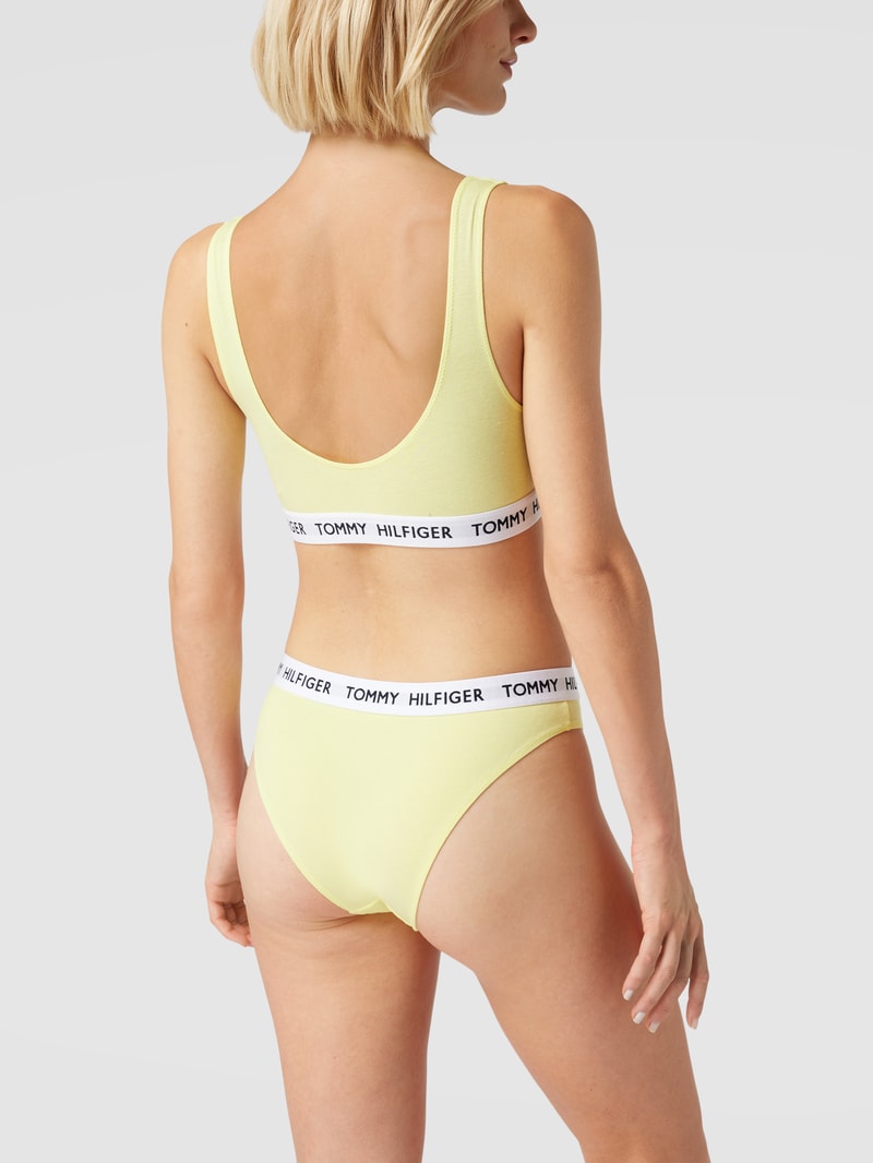 Bralette mit Label-Print in hellgelb