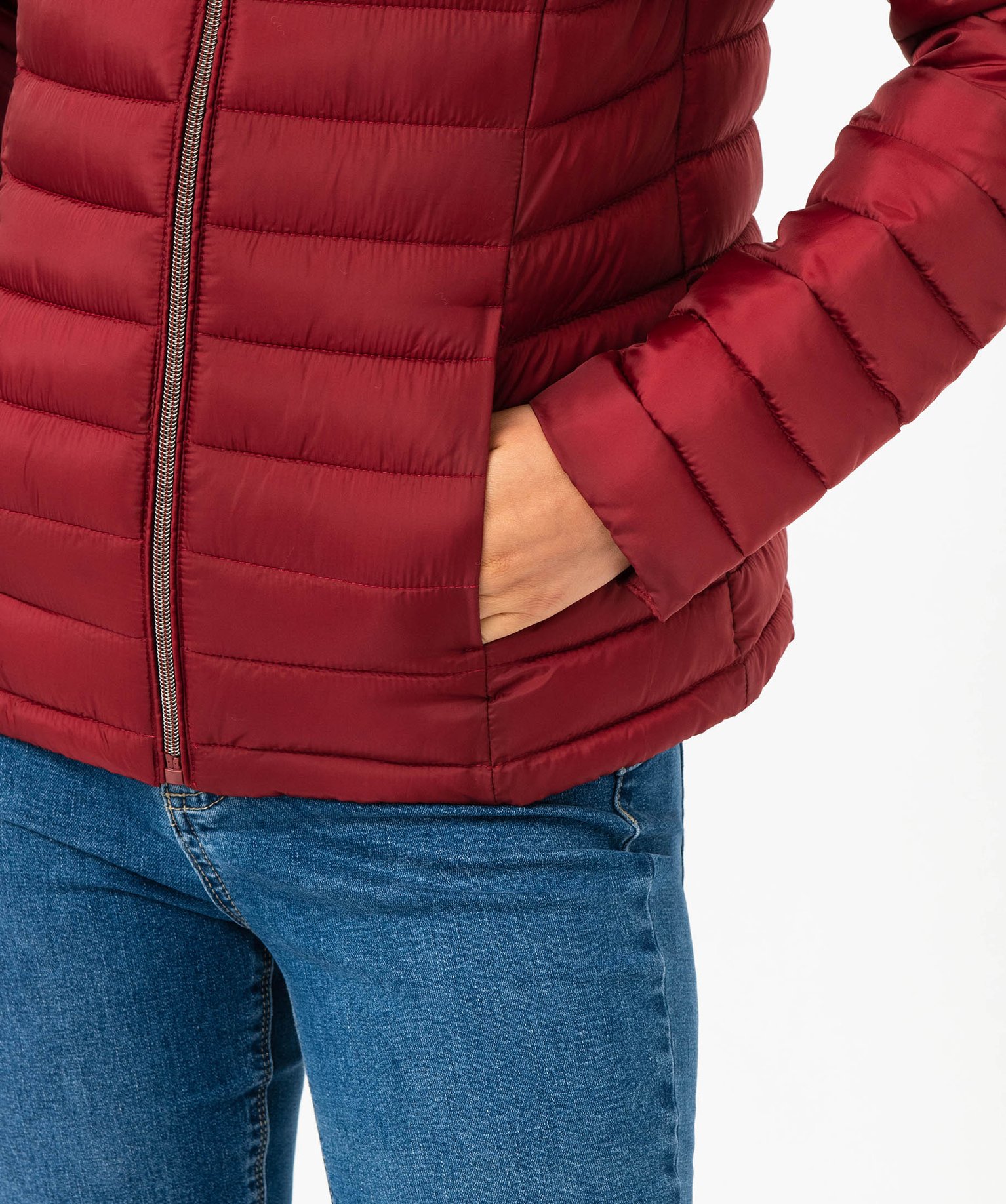 Doudoune à col montant avec rembourrage fin femme bordeaux | GEMO