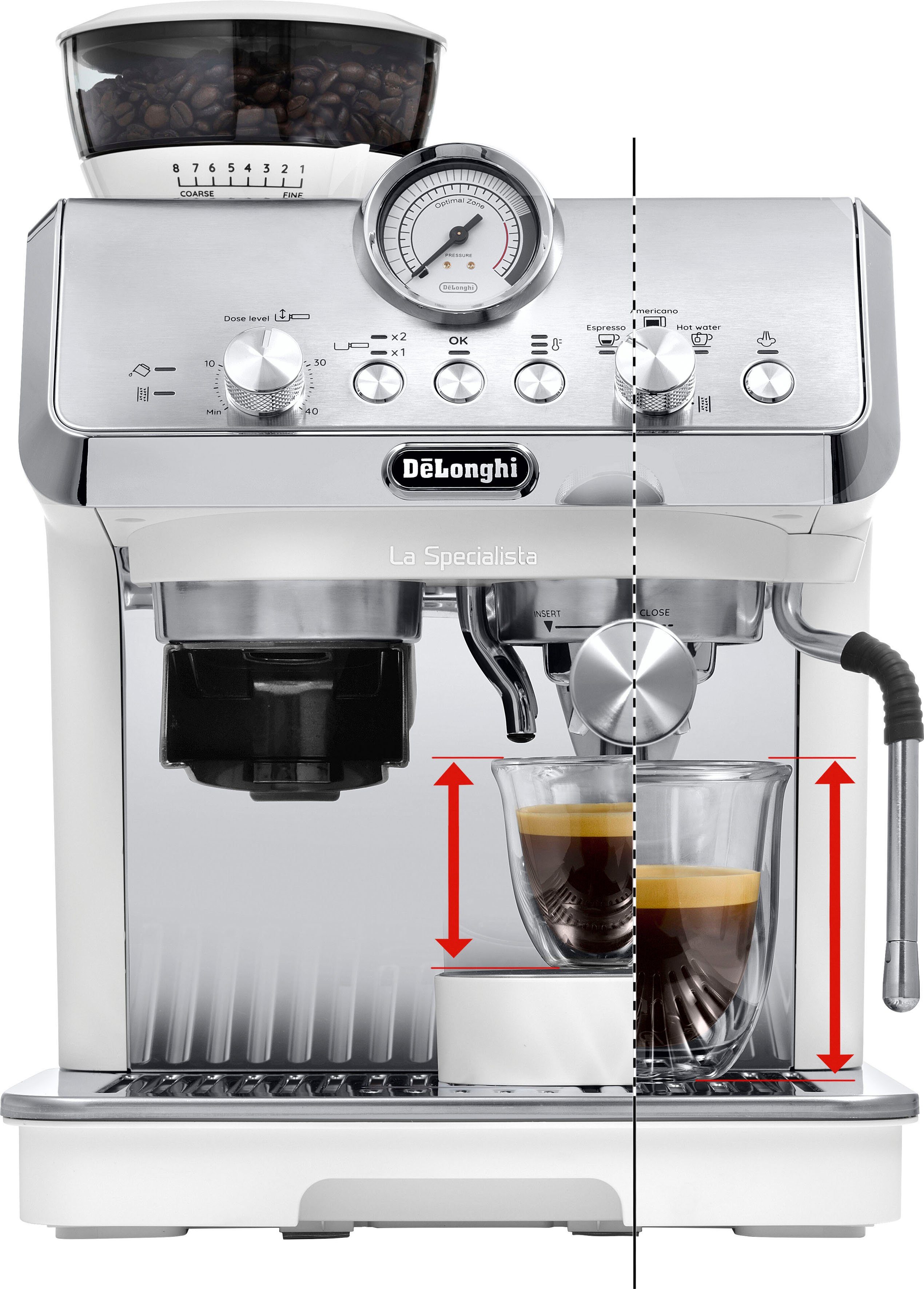 De'Longhi Siebträgermaschine LaSpecialista Arte EC9155.W, weiß, mit MyLatte Art System