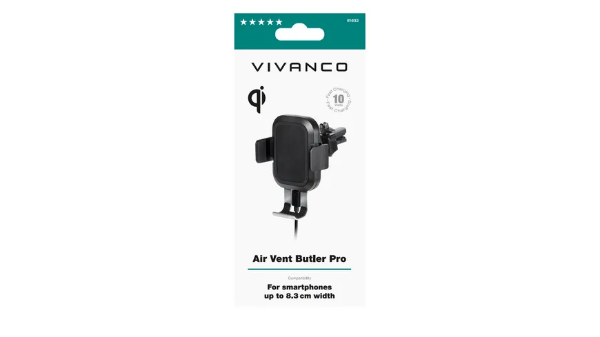 Vivanco Butler Pro, Smartphone Kfz Halterung mit Ladefunktion für den Lüftungsschlitz