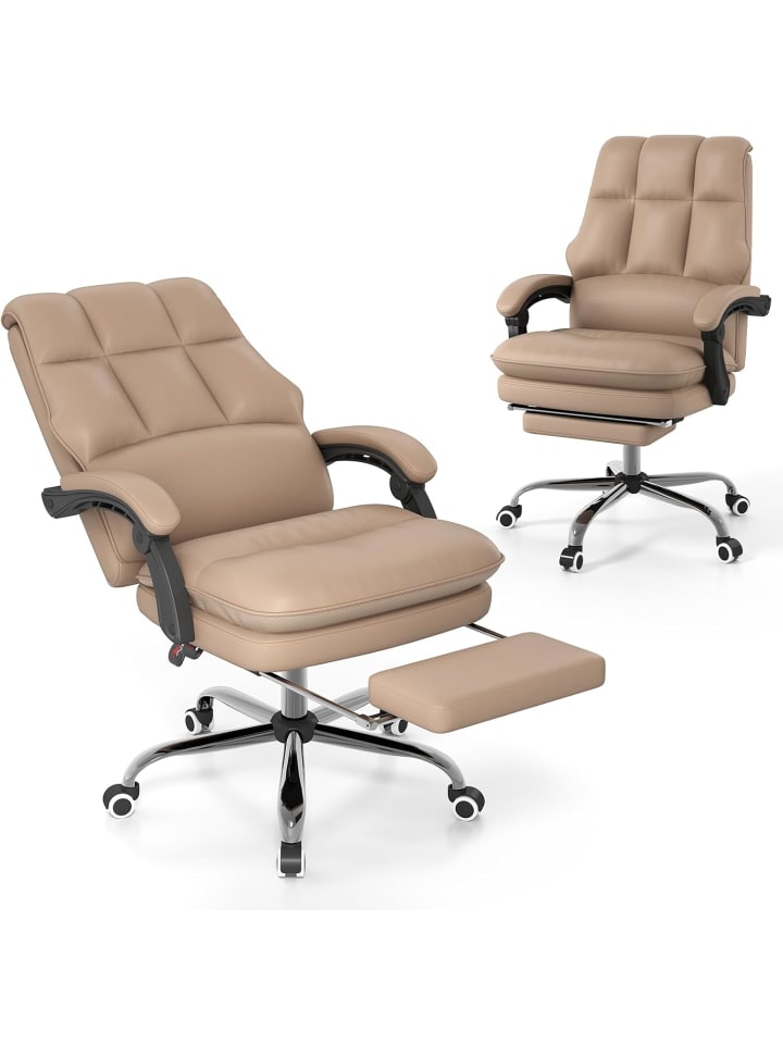 COSTWAY Ergonomischer Bürostuhl mit Fußstütze in Khaki günstig kaufen onesize