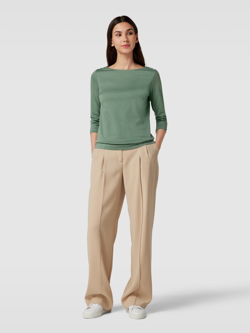 T-Shirt mit U-Boot-Ausschnitt in khaki